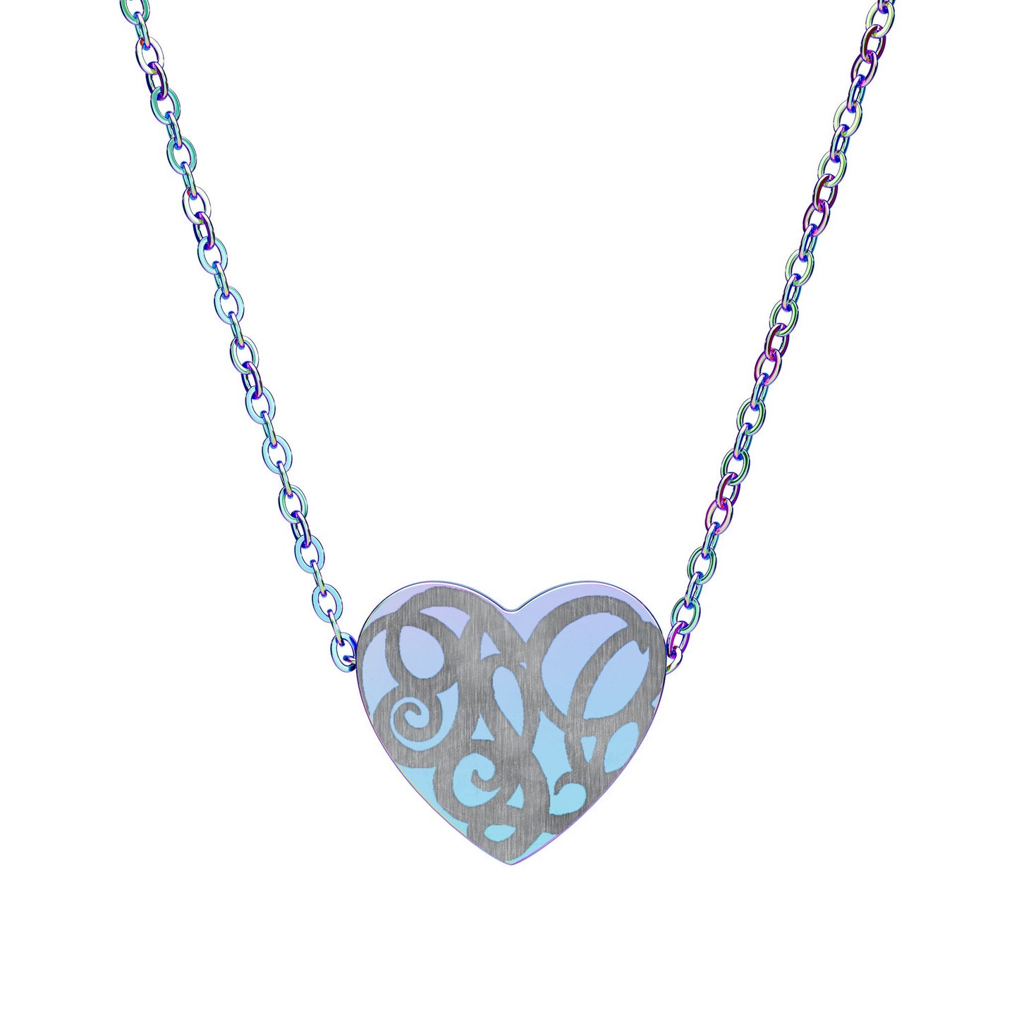 Engraved Filigree Heart Necklace — Personalized Silver Heart Pendant