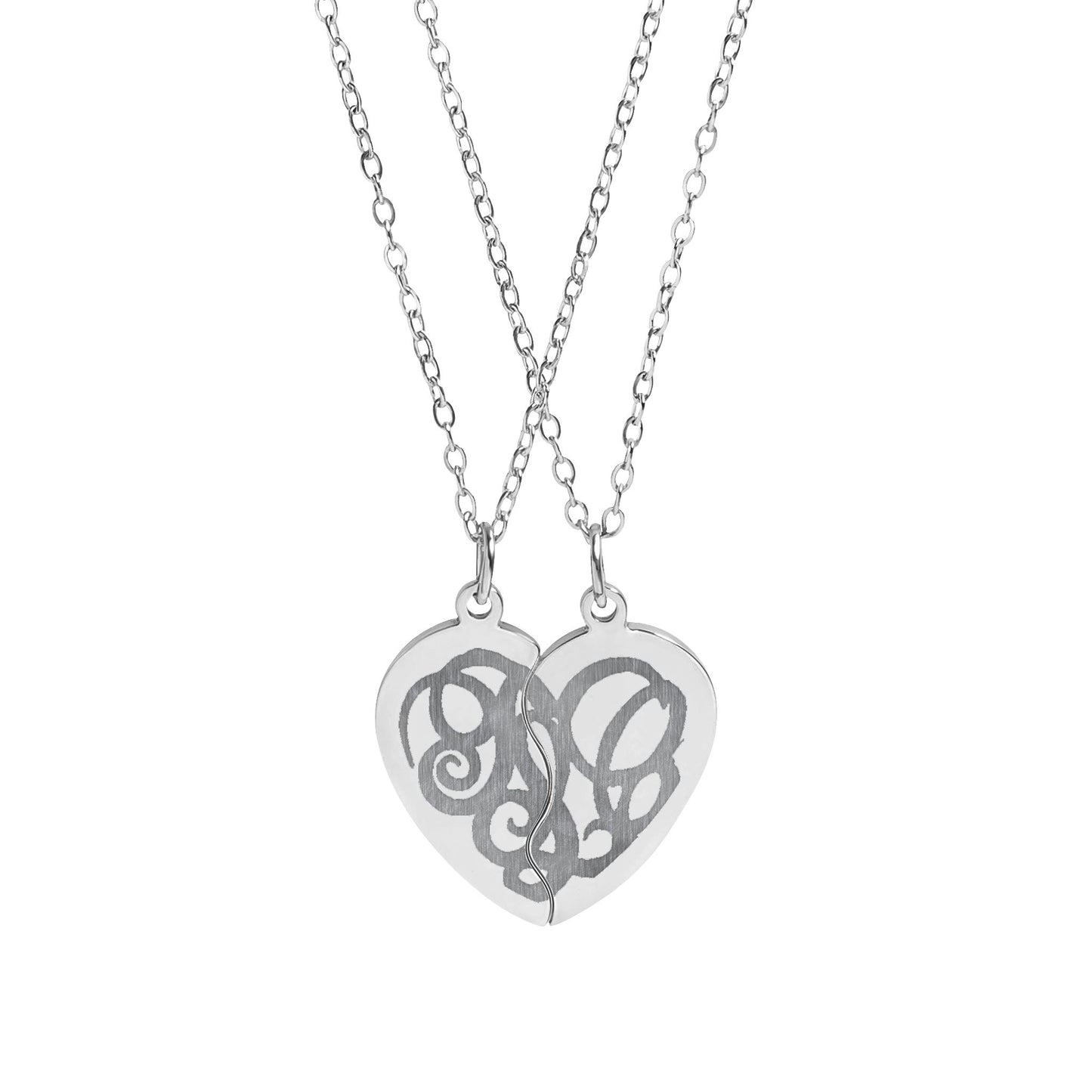 Engravable Break-Apart Heart Necklace Set – Matching Best Friends / Couples Pendant