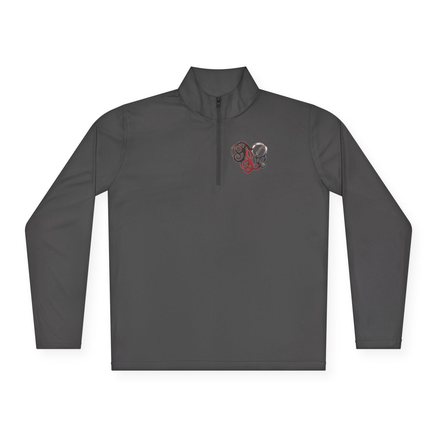 Quarter-Zip Pullover with Retro Pretzel Heart Chest Graphic