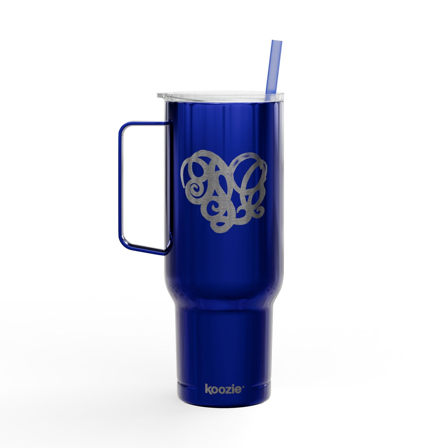 Engraved 40oz Insulated Tumbler with Handle — Scribble Heart Design