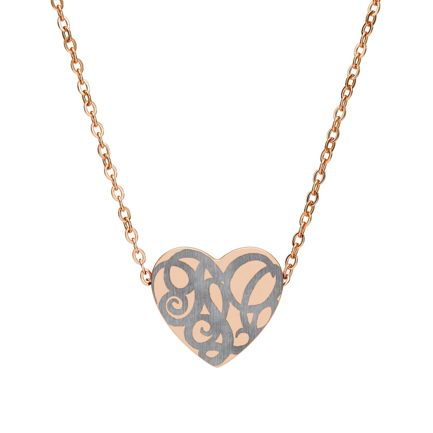 Engraved Filigree Heart Necklace — Personalized Silver Heart Pendant