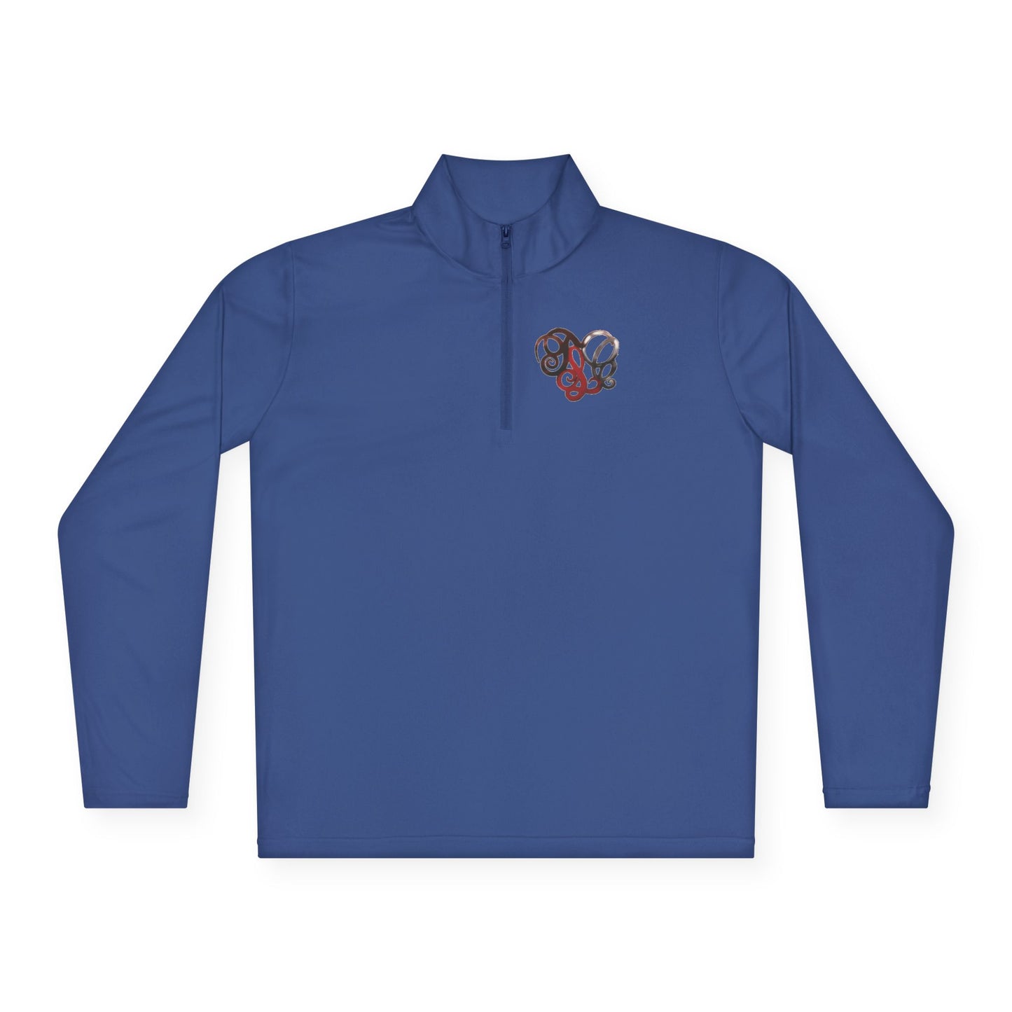 Quarter-Zip Pullover with Retro Pretzel Heart Chest Graphic
