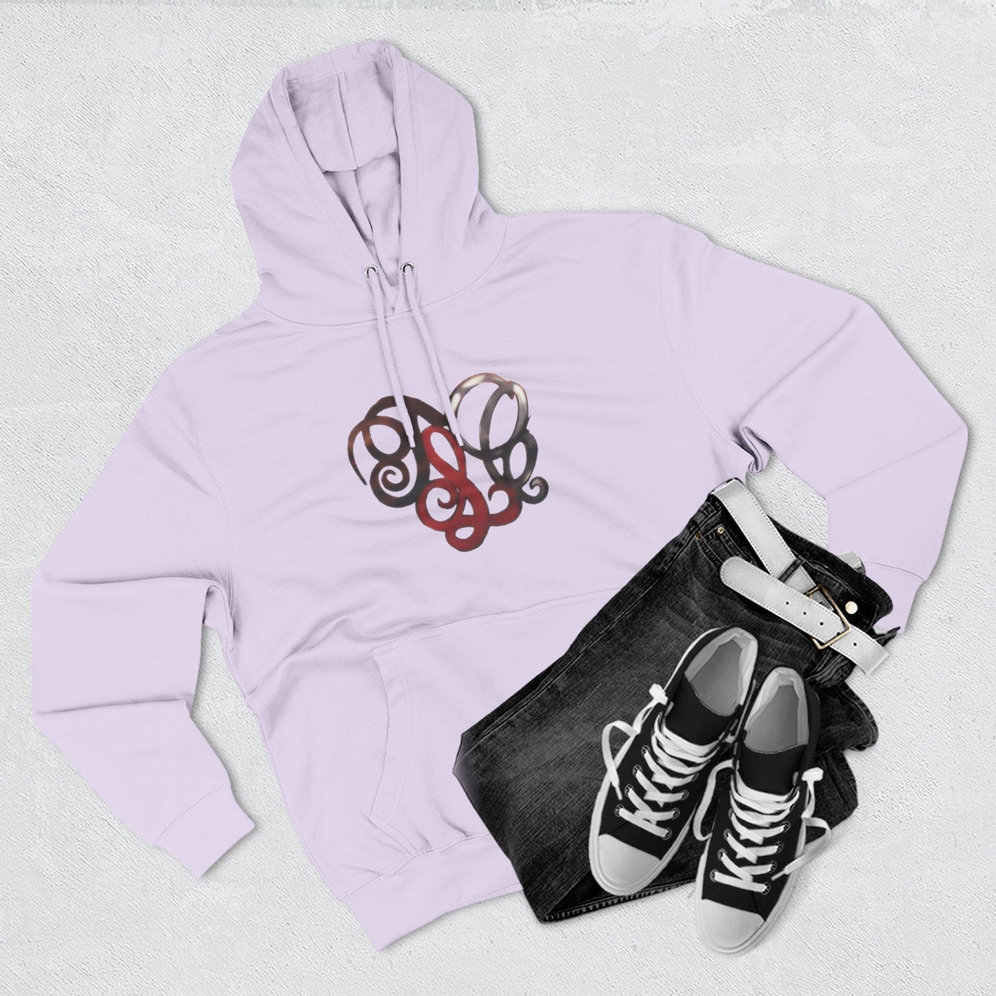 Monogram Heart Hoodie — Elegant Script Initials Pullover