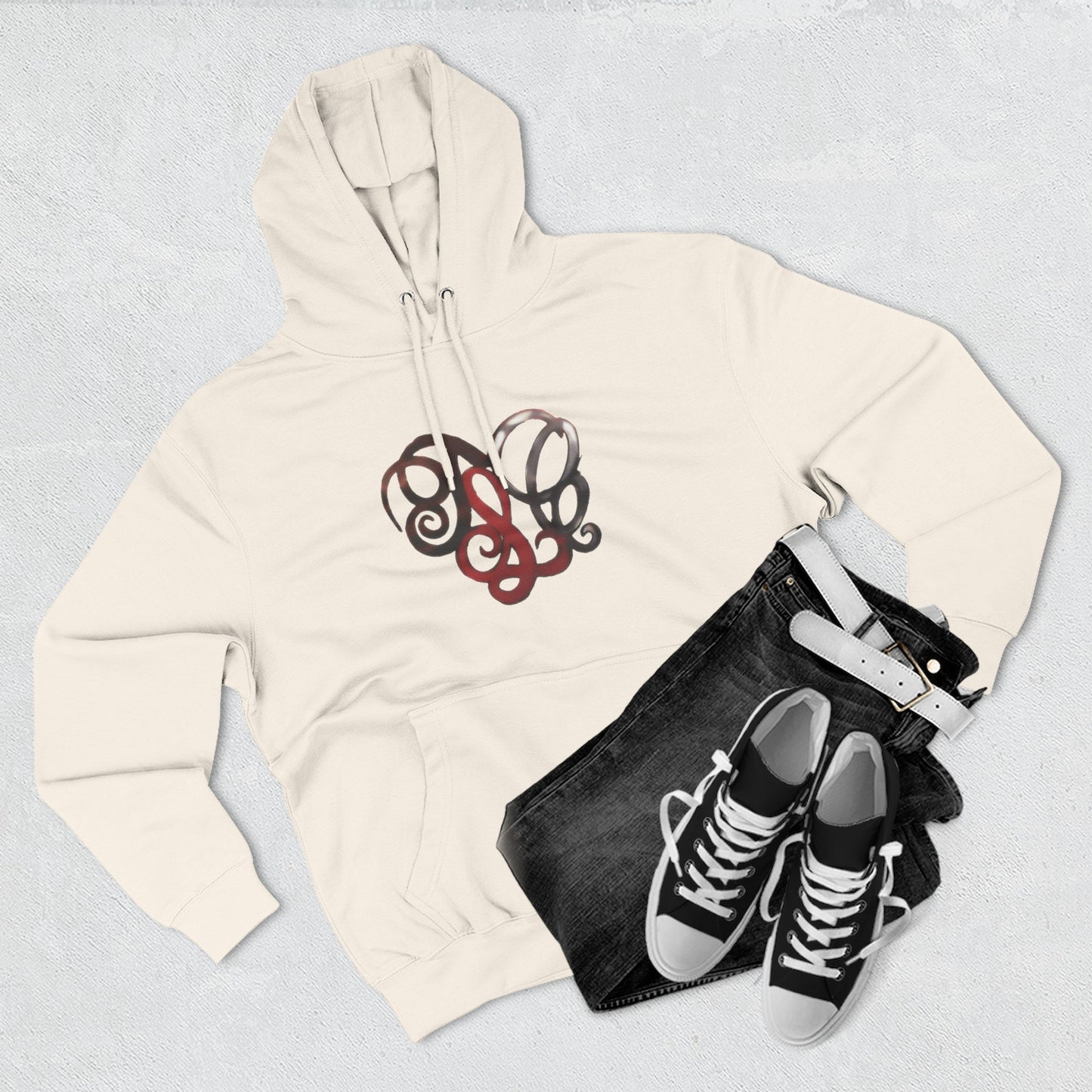 Monogram Heart Hoodie — Elegant Script Initials Pullover