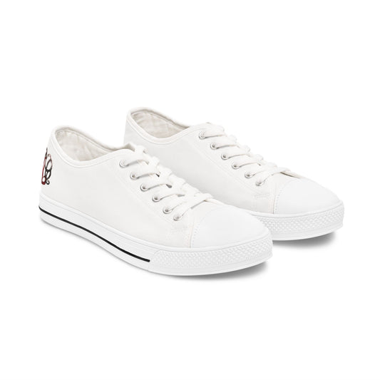 Low Top Sneakers — Classic White Women's Canvas Shoes