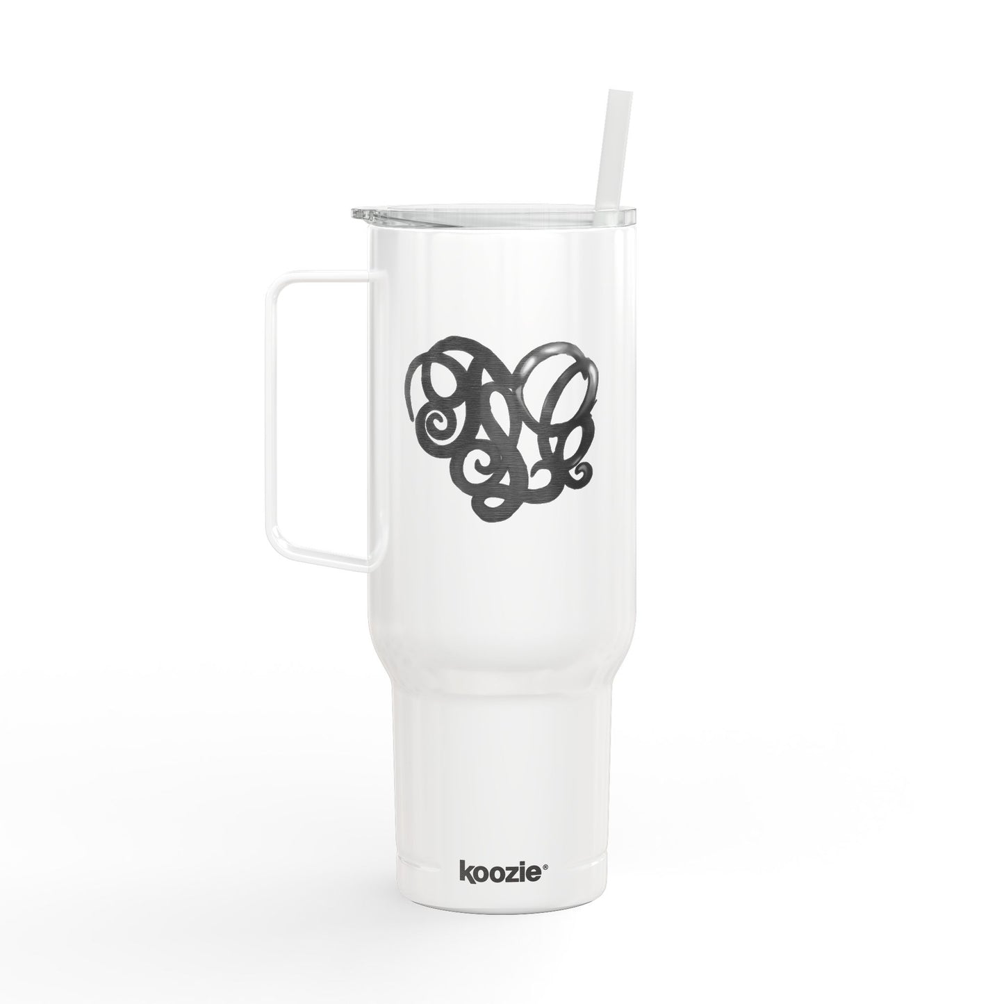 Engraved 40oz Insulated Tumbler with Handle — Scribble Heart Design