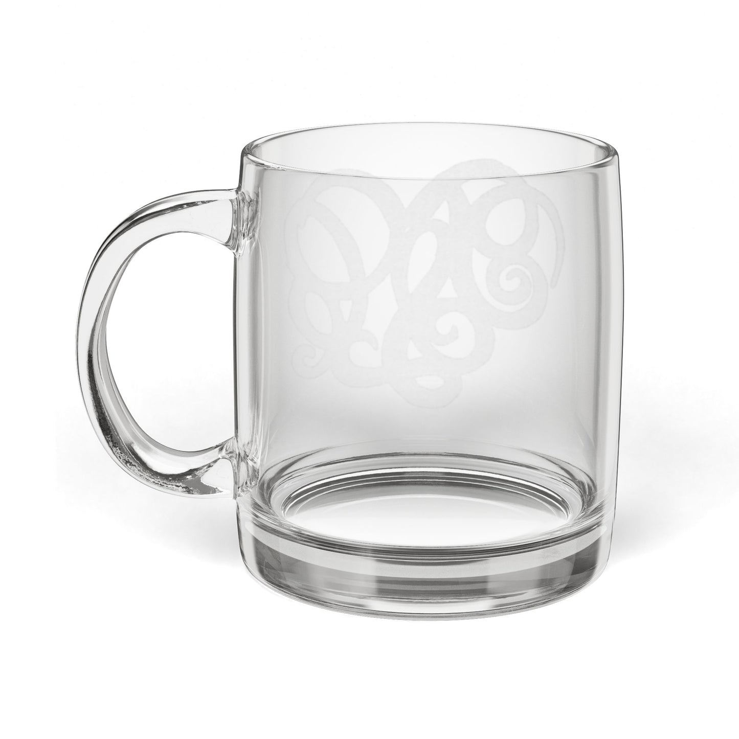 Engraved Glass Coffee Mug — 12.25oz Clear Decorative Espresso Cup