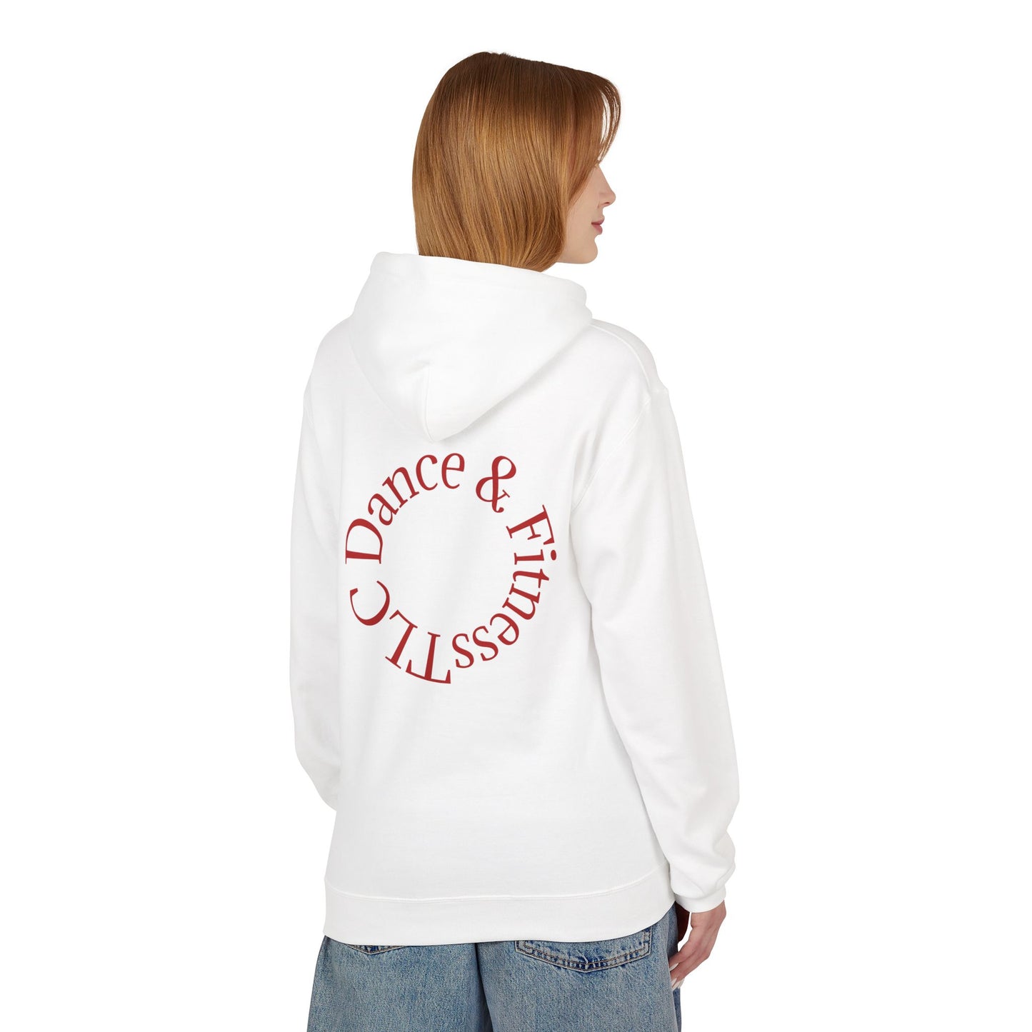 Dance & Fitness Studio Hoodie — Swirl Logo Chest + Circular Back Print