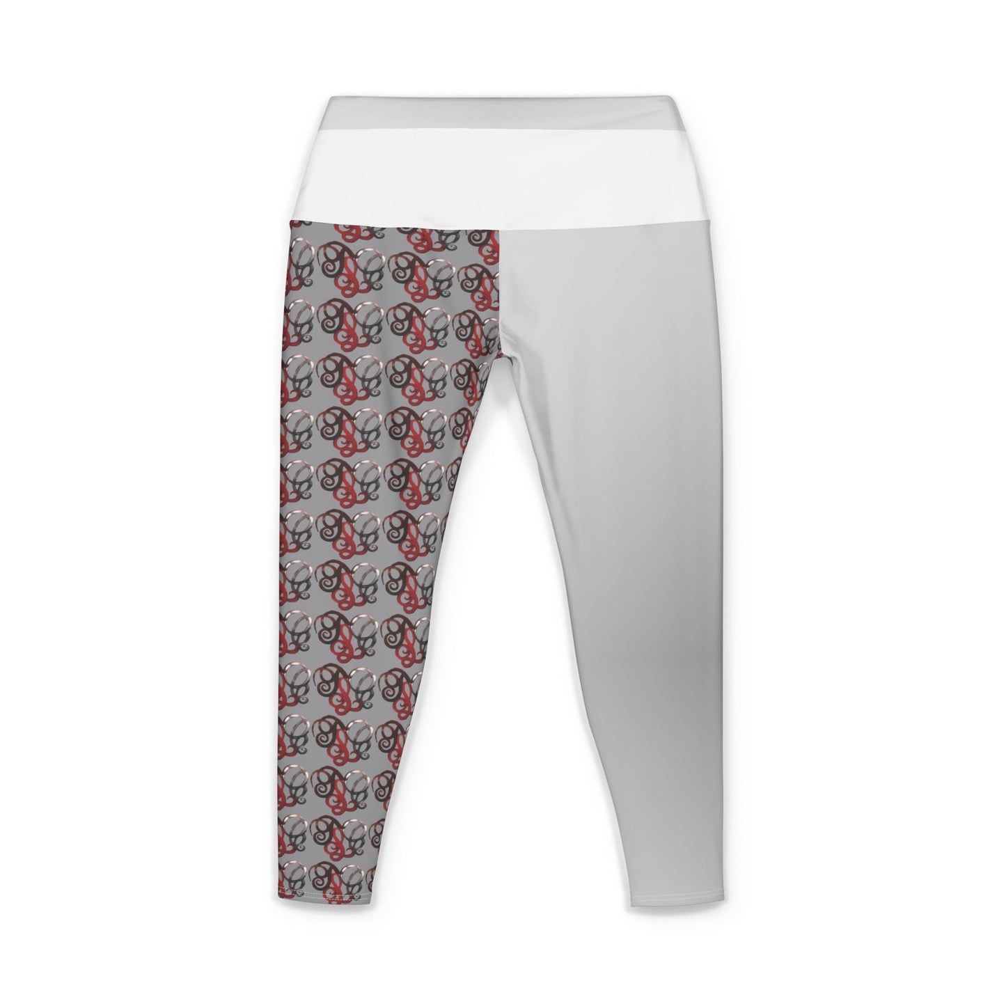 Yoga Pants — Grey Floral Paisley Panel Women's Leggings (All-Over Print)