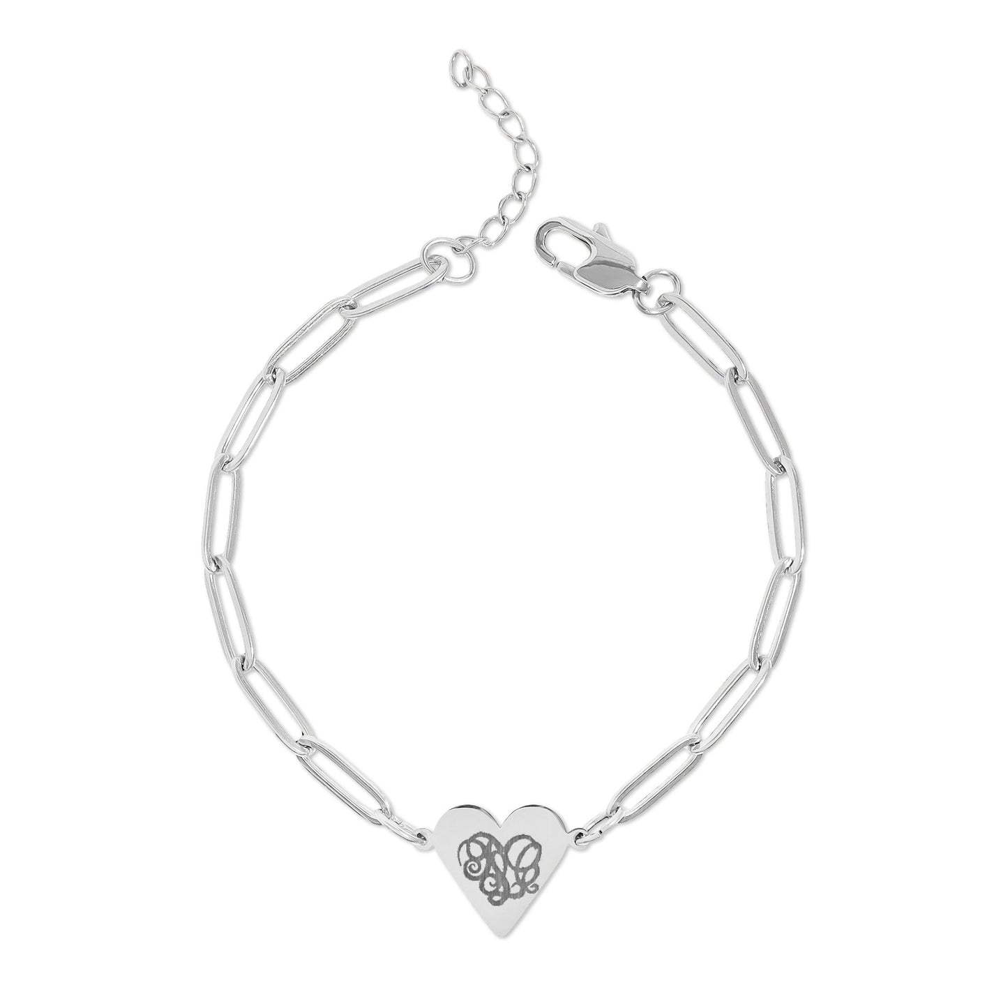Engravable Paperclip Heart Bracelet — Personalized Initials Gold or Rose