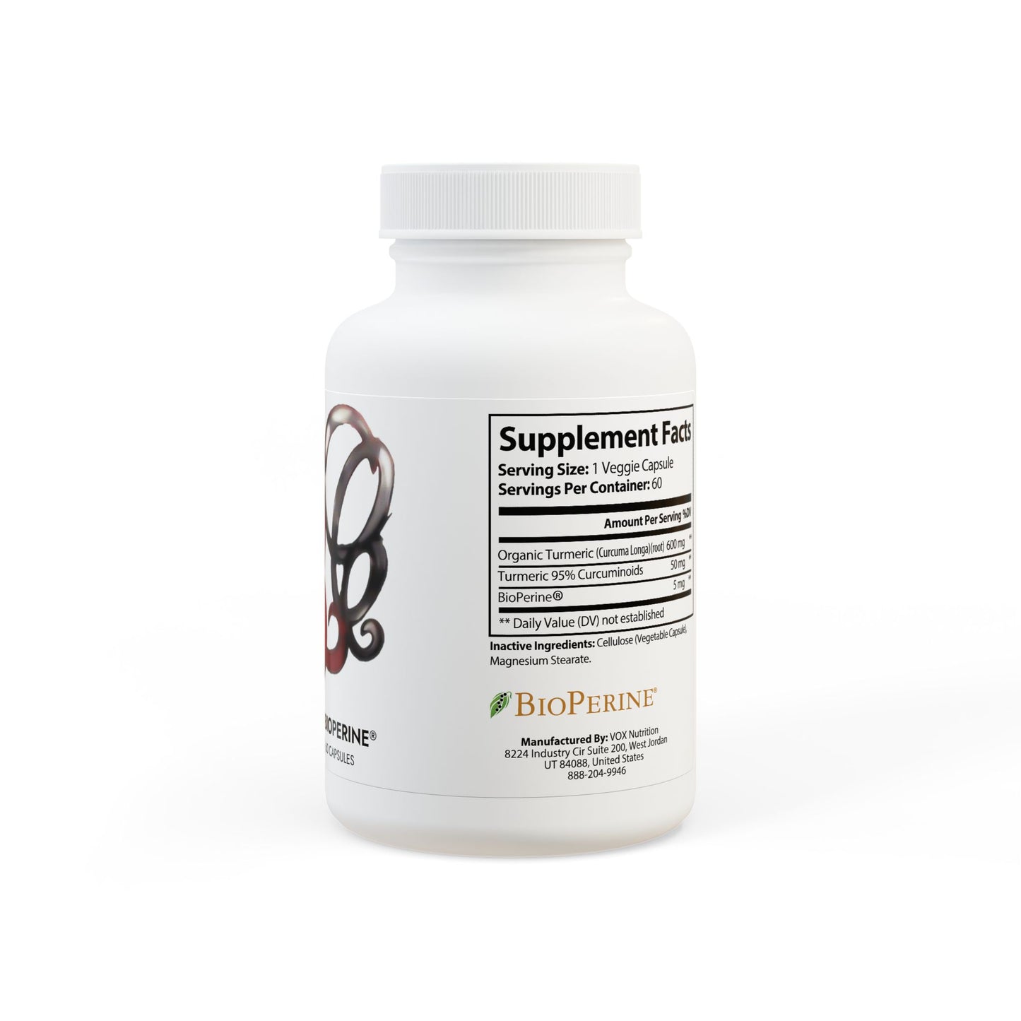 Turmeric with BioPerine® (Black Pepper Fruit Extract) Supplement (60 Capsules)