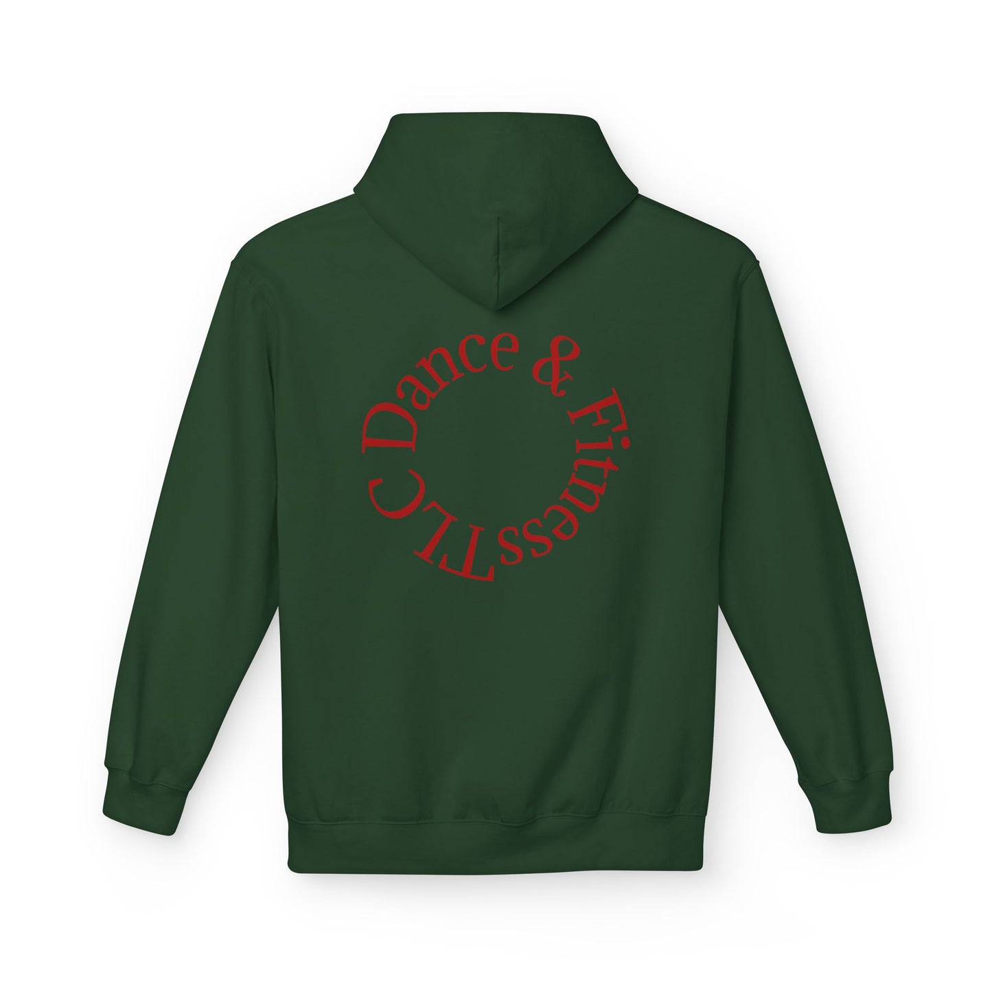 Dance & Fitness Studio Hoodie — Swirl Logo Chest + Circular Back Print