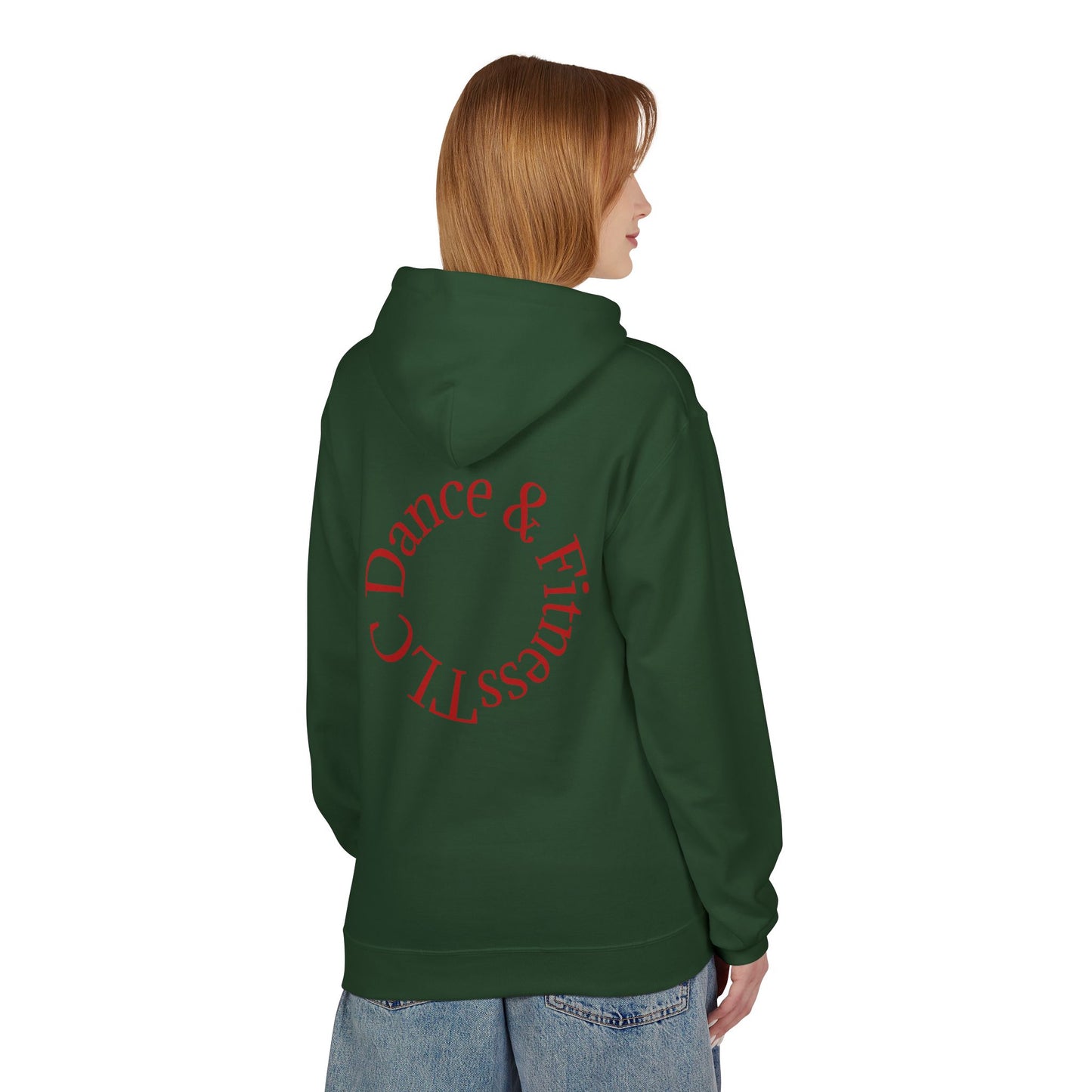 Dance & Fitness Studio Hoodie — Swirl Logo Chest + Circular Back Print