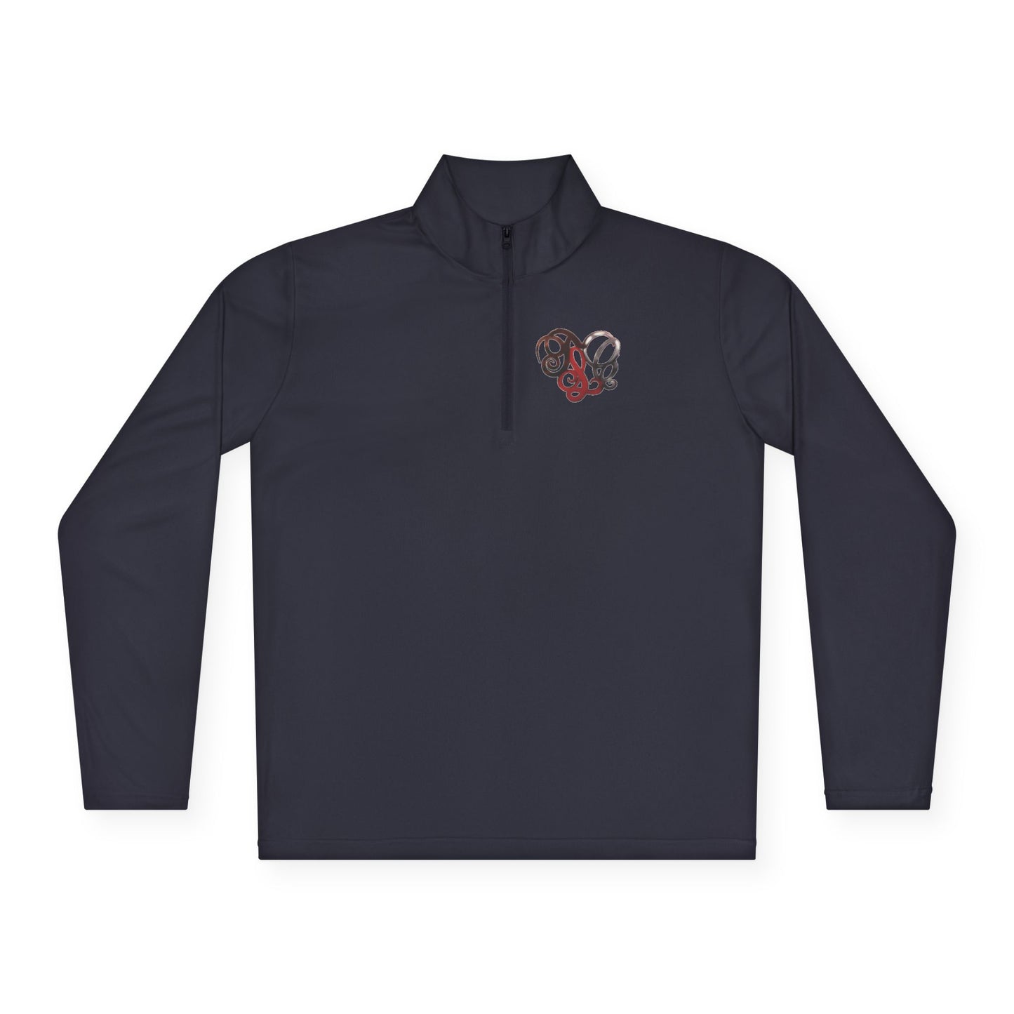 Quarter-Zip Pullover with Retro Pretzel Heart Chest Graphic