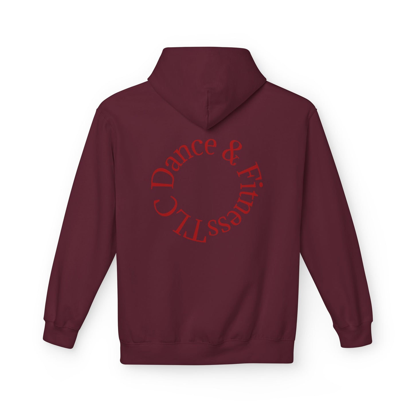 Dance & Fitness Studio Hoodie — Swirl Logo Chest + Circular Back Print
