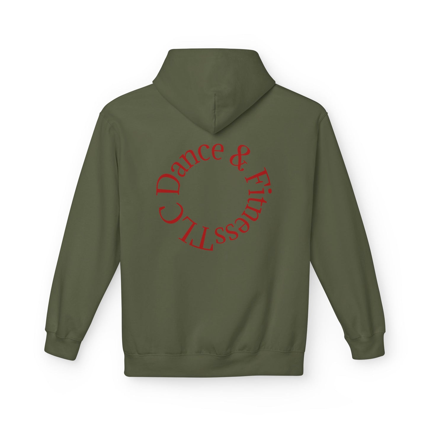 Dance & Fitness Studio Hoodie — Swirl Logo Chest + Circular Back Print
