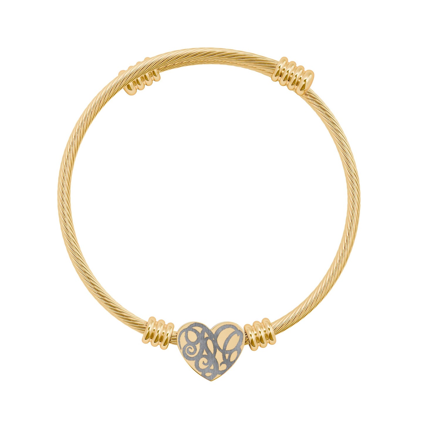 Engravable Heart Cuff Bracelet — Personalized Silver Heart Bangle for Women, Gift for Anniversary & Valentine's Day