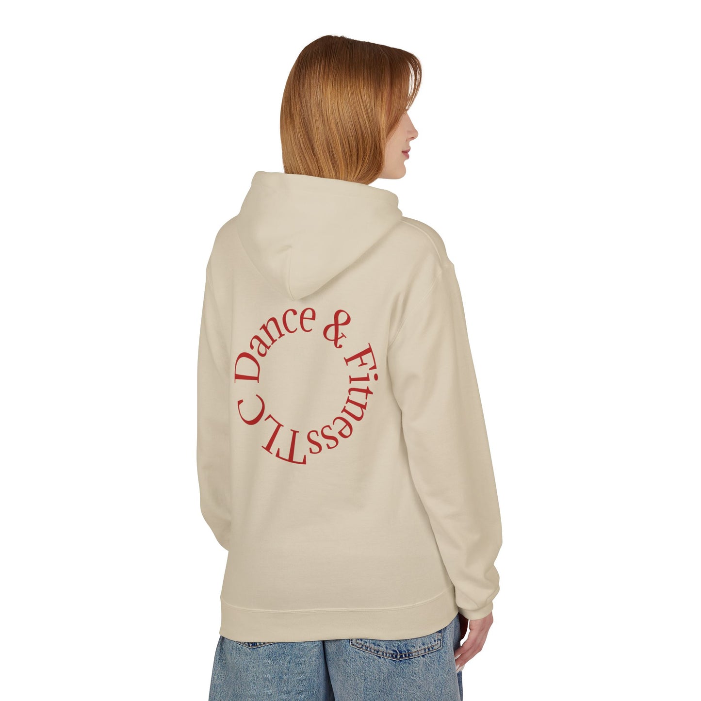 Dance & Fitness Studio Hoodie — Swirl Logo Chest + Circular Back Print
