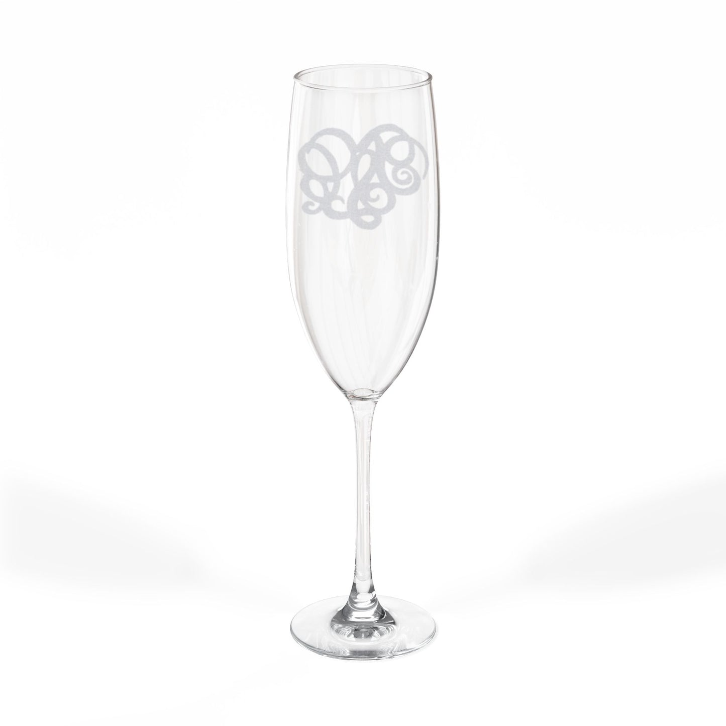 Engraved Monogram Champagne Flute – 8 oz Personalized Wedding Toast Glass