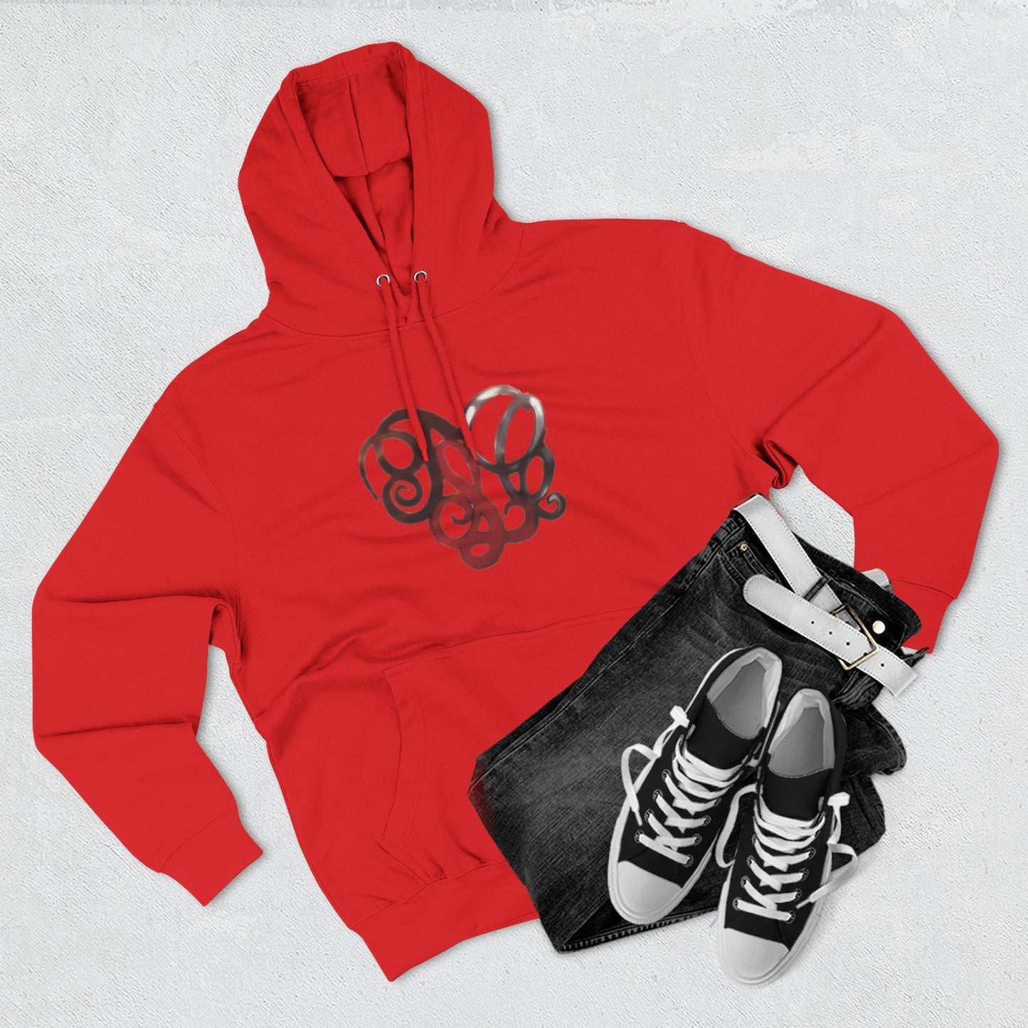 Monogram Heart Hoodie — Elegant Script Initials Pullover
