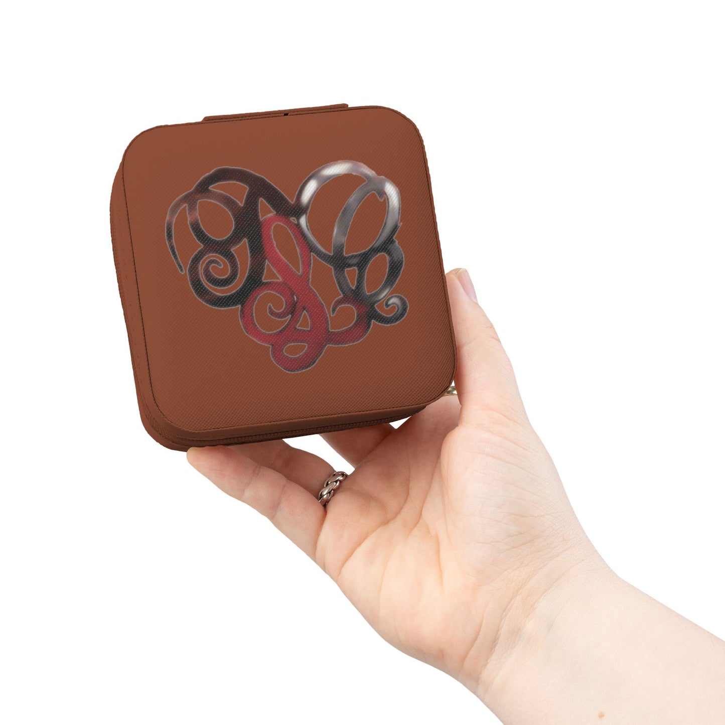 Monogrammed Travel Jewelry Case – Compact Pink Organizer with Ring & Earring Compartments