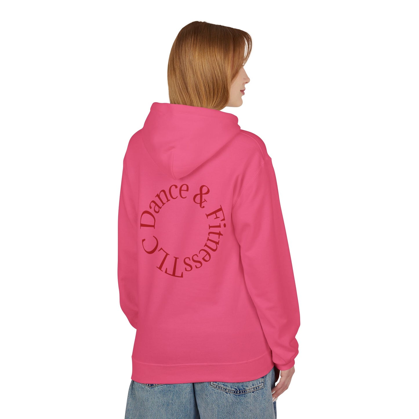 Dance & Fitness Studio Hoodie — Swirl Logo Chest + Circular Back Print