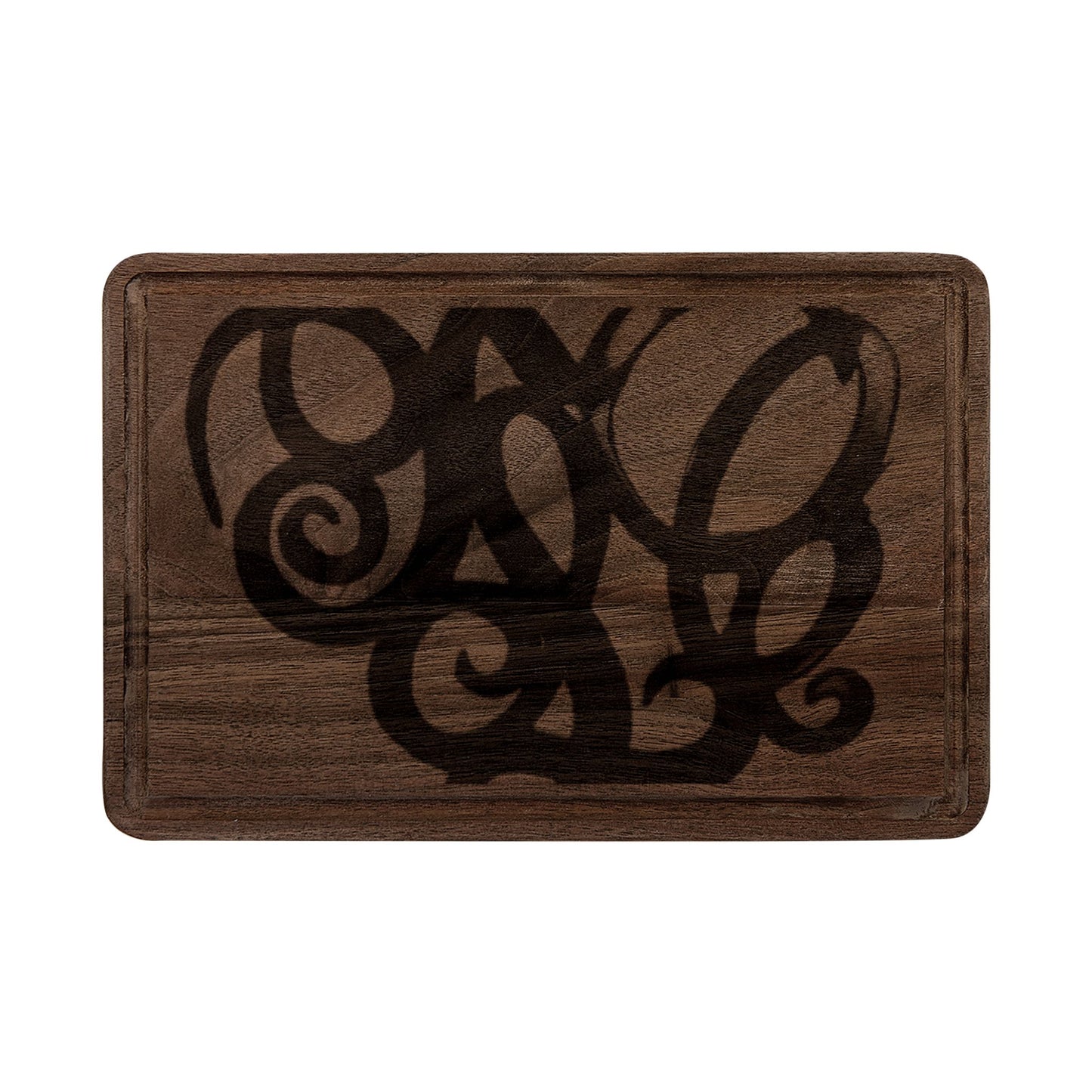 Engraved Monogram Heart Wooden Cutting Board