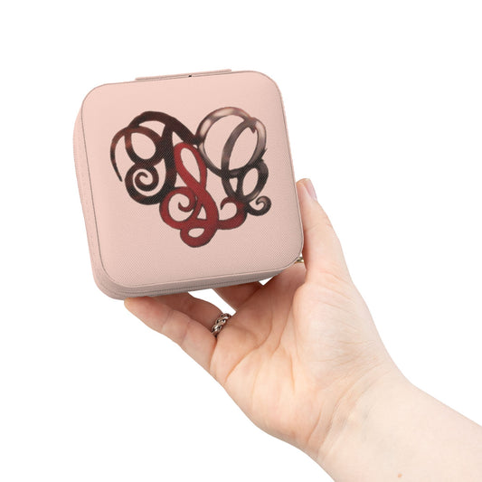 Monogrammed Travel Jewelry Case – Compact Pink Organizer with Ring & Earring Compartments