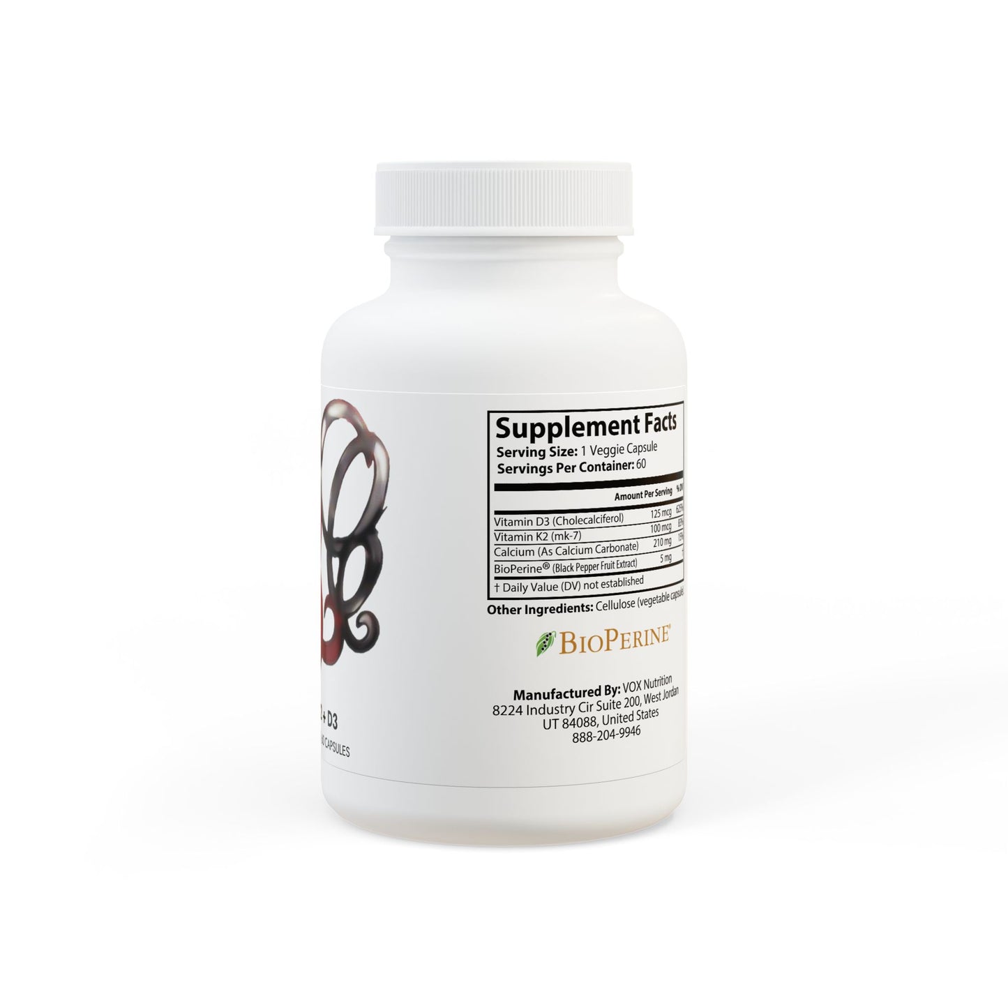 Vitamin K2 + D3 Supplement (60 Capsules)