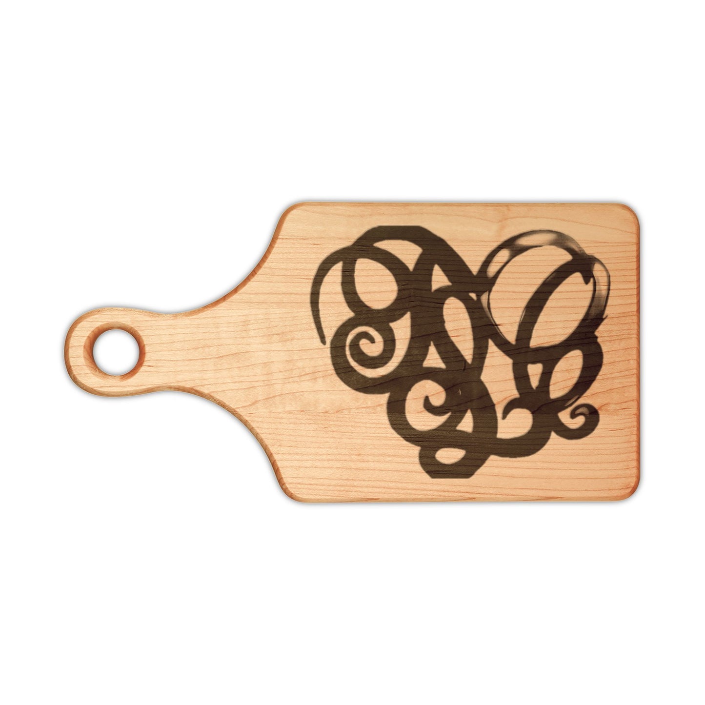 Engraved Monogram Heart Wooden Cutting Board