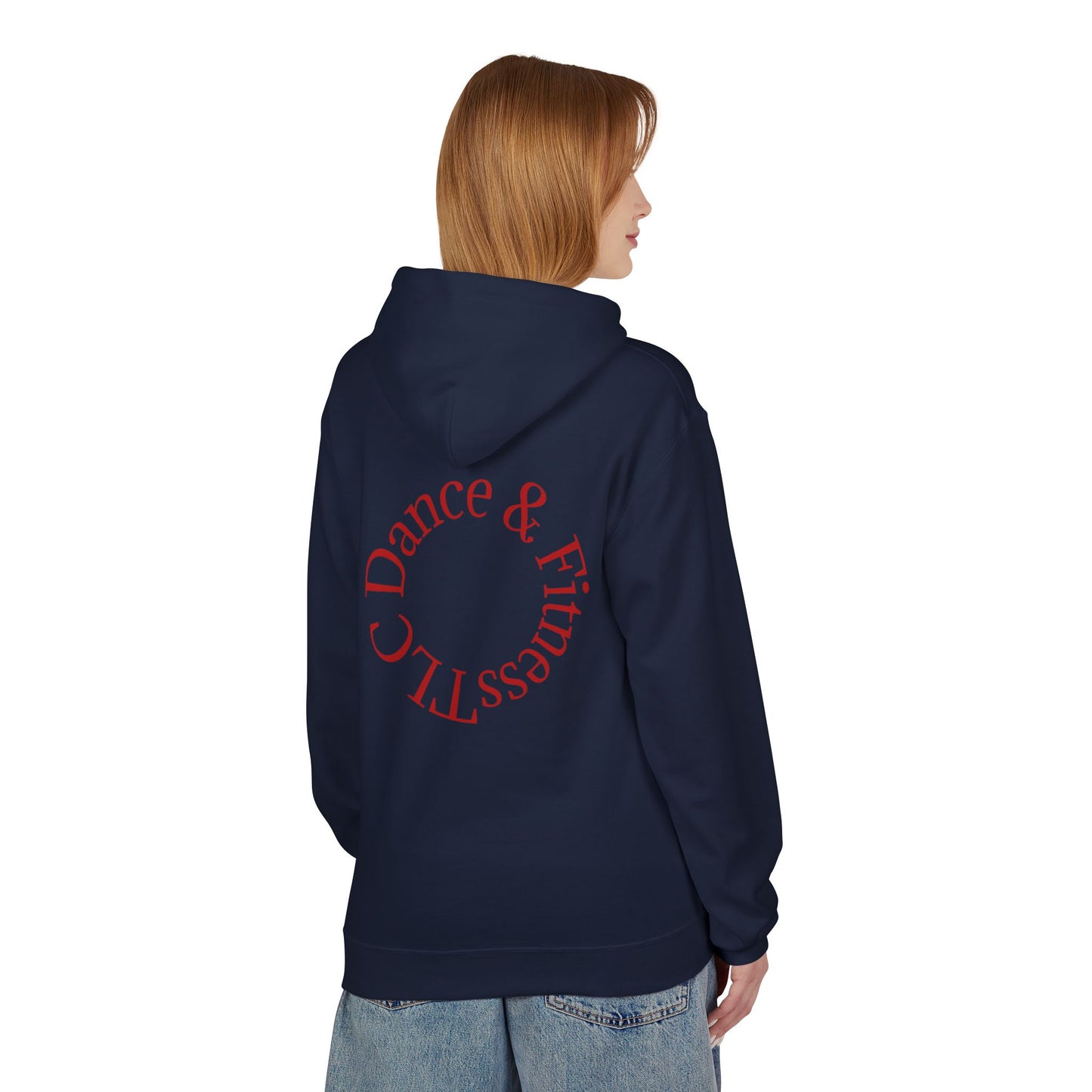Dance & Fitness Studio Hoodie — Swirl Logo Chest + Circular Back Print