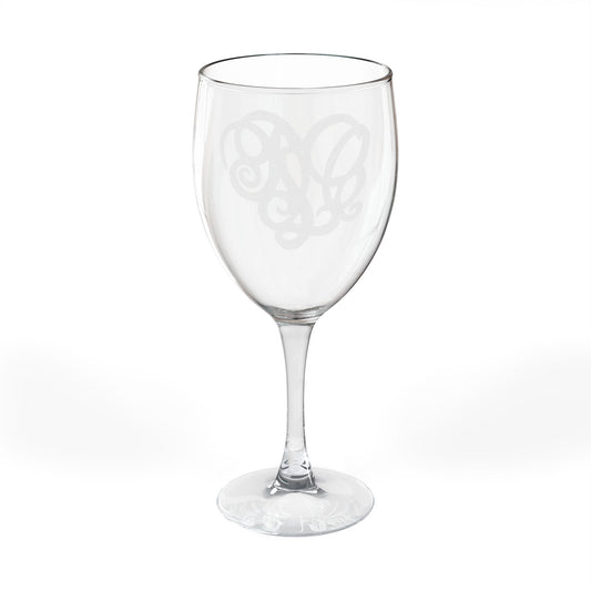 Engraved Monogram Wine Glass — 10.5 oz Personalized Stemware