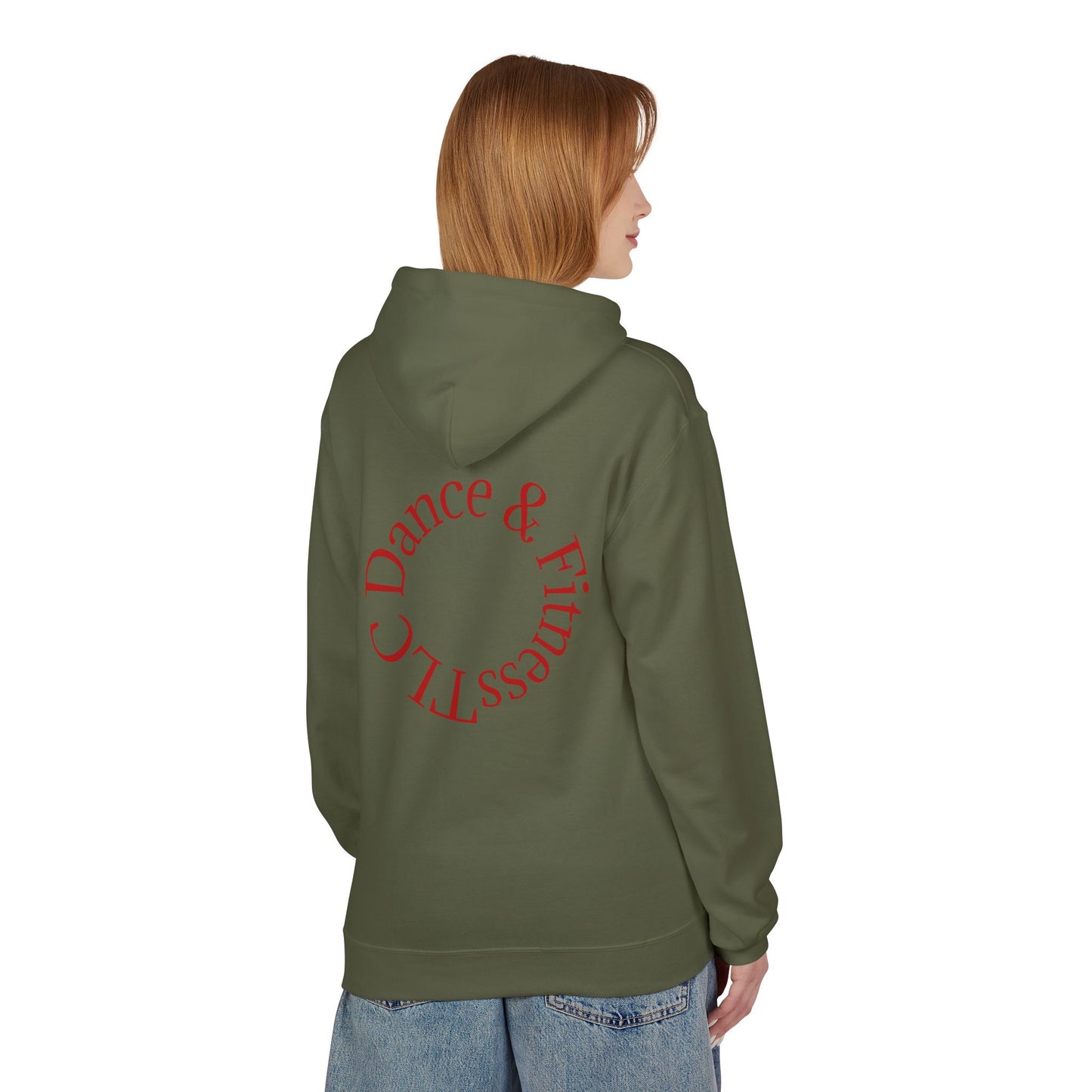 Dance & Fitness Studio Hoodie — Swirl Logo Chest + Circular Back Print