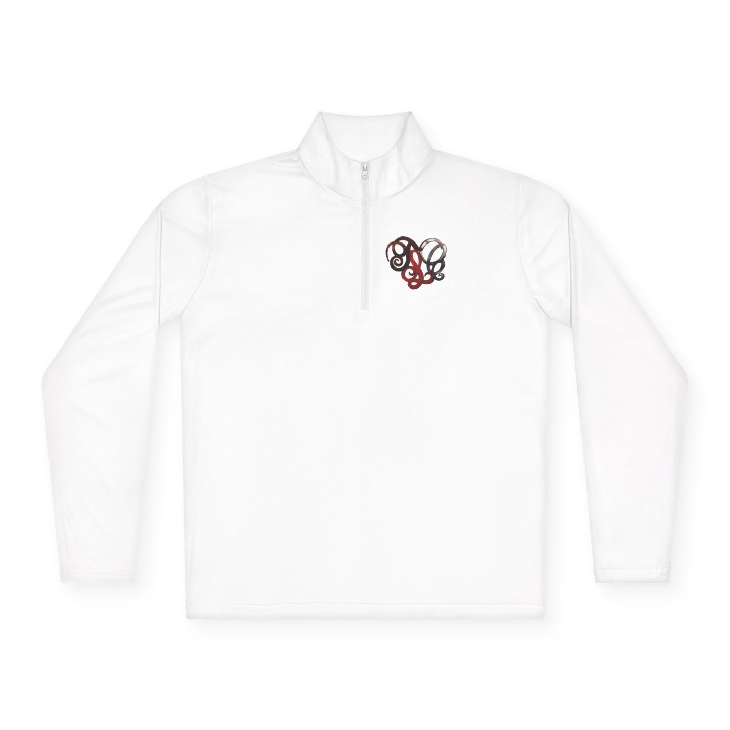 Quarter-Zip Pullover with Retro Pretzel Heart Chest Graphic