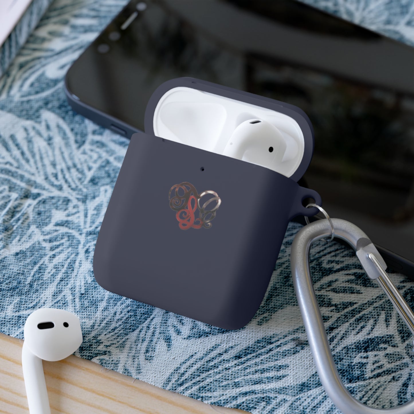 Monogram Heart AirPods Case Cover — Elegant Swirl Initials Design