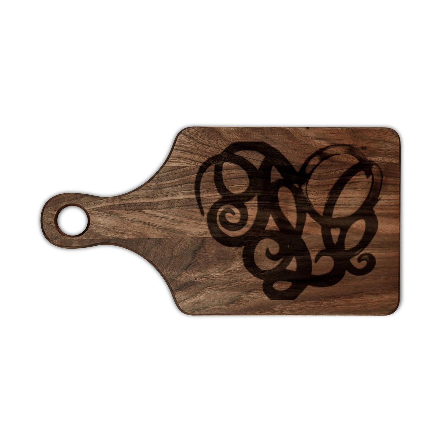 Engraved Monogram Heart Wooden Cutting Board