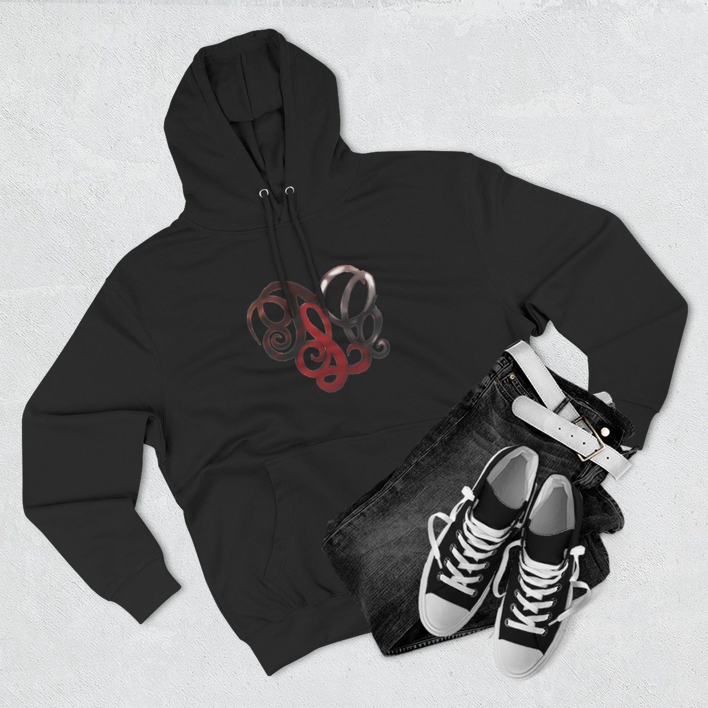 Monogram Heart Hoodie — Elegant Script Initials Pullover