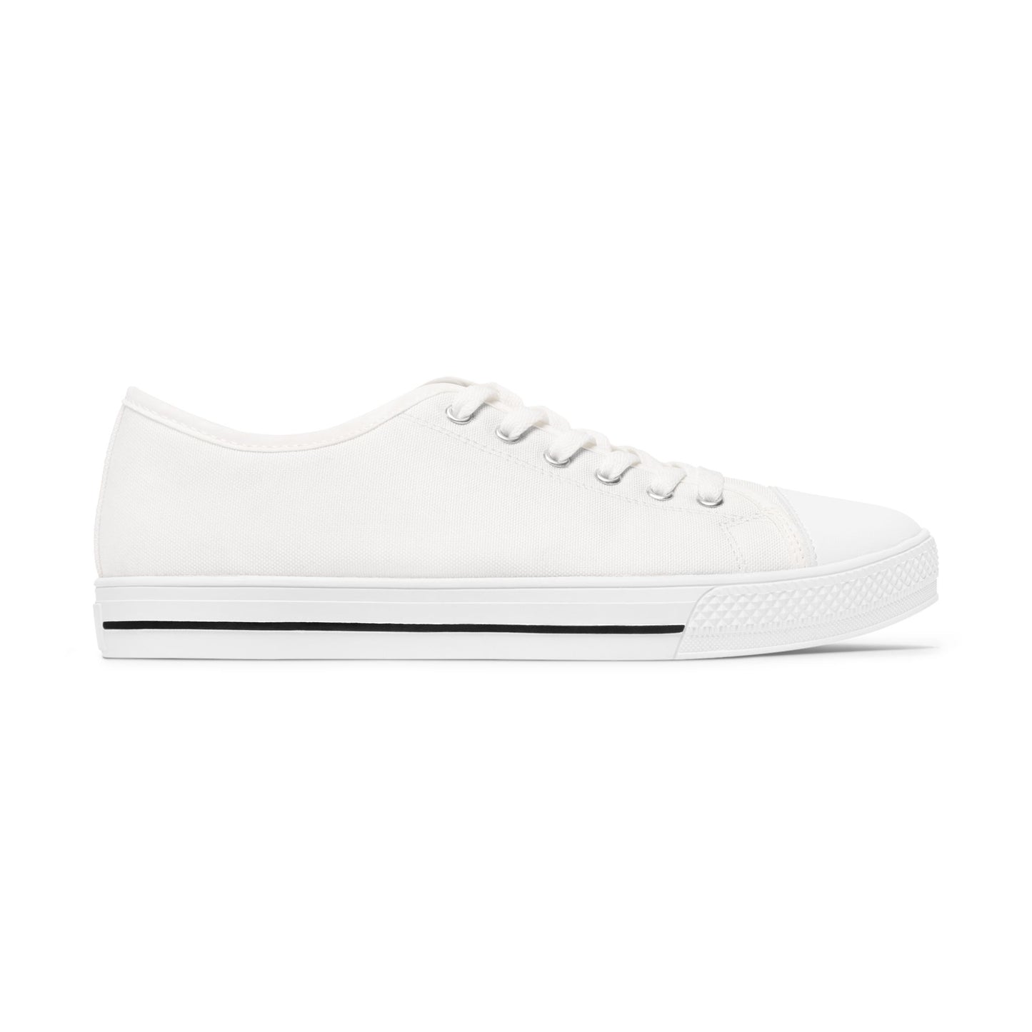 Low Top Sneakers — Classic White Women's Canvas Shoes