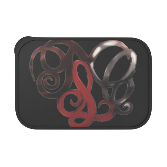 Monogram Swirl PLA Bento Box with Band & Utensils - Reusable Lunch Container