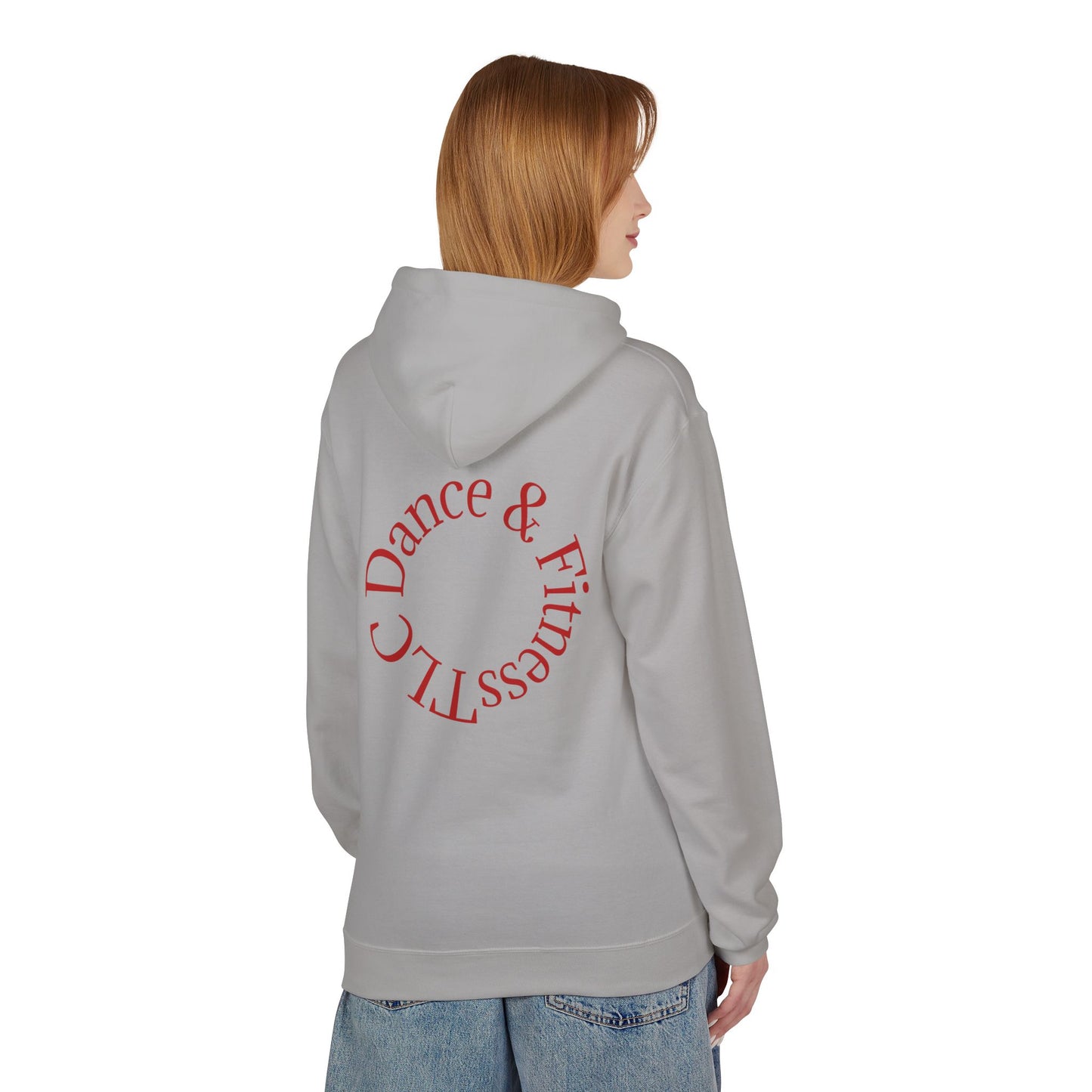 Dance & Fitness Studio Hoodie — Swirl Logo Chest + Circular Back Print
