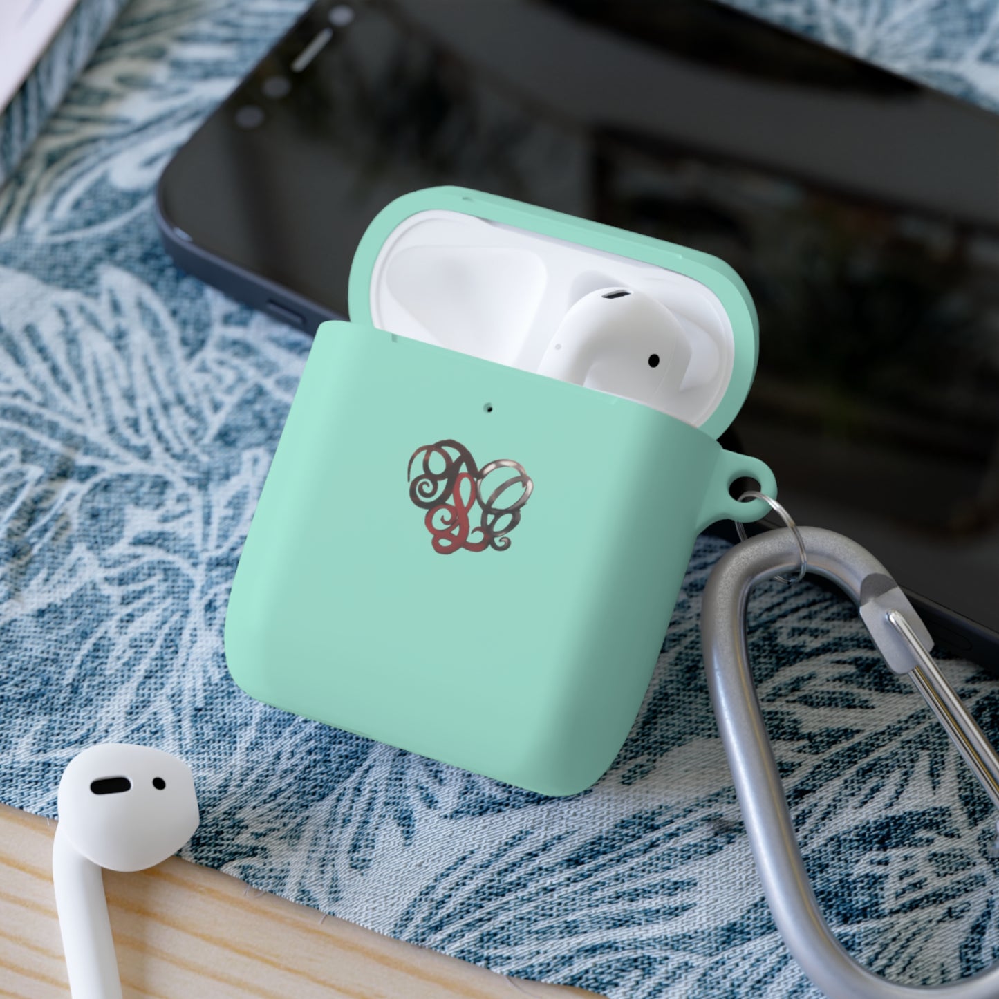 Monogram Heart AirPods Case Cover — Elegant Swirl Initials Design