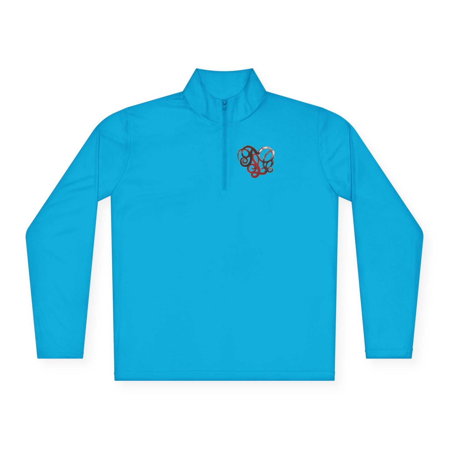 Quarter-Zip Pullover with Retro Pretzel Heart Chest Graphic