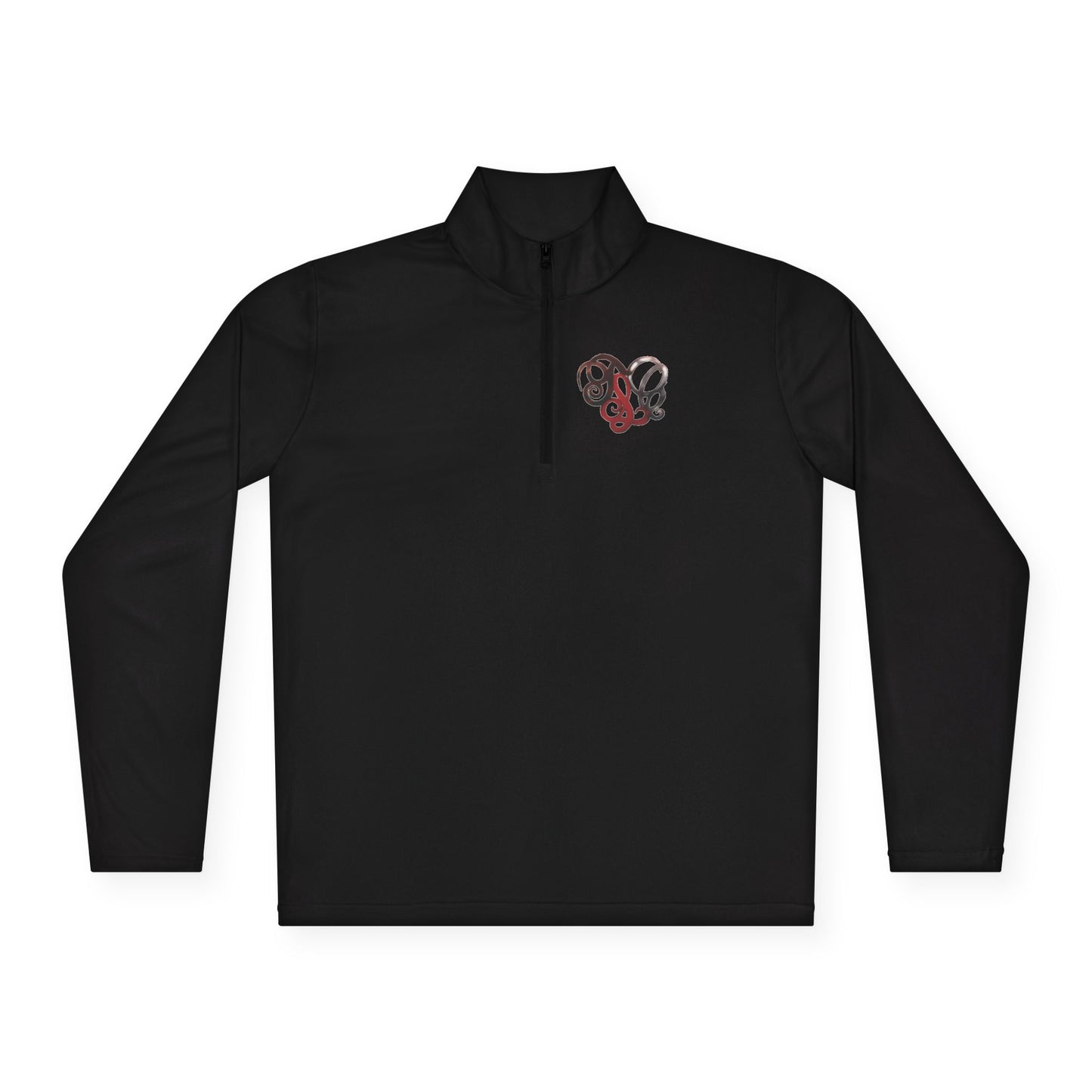 Quarter-Zip Pullover with Retro Pretzel Heart Chest Graphic