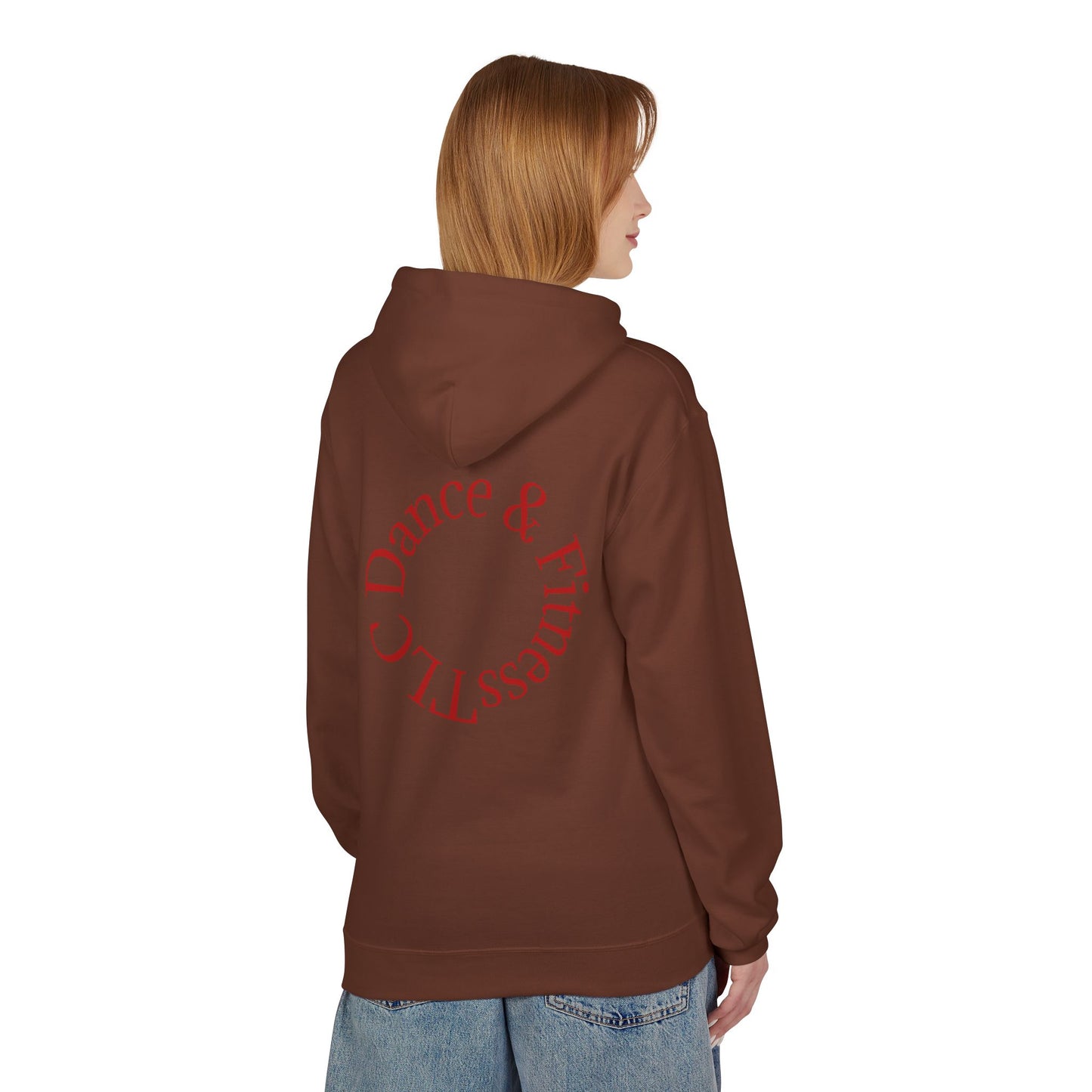 Dance & Fitness Studio Hoodie — Swirl Logo Chest + Circular Back Print
