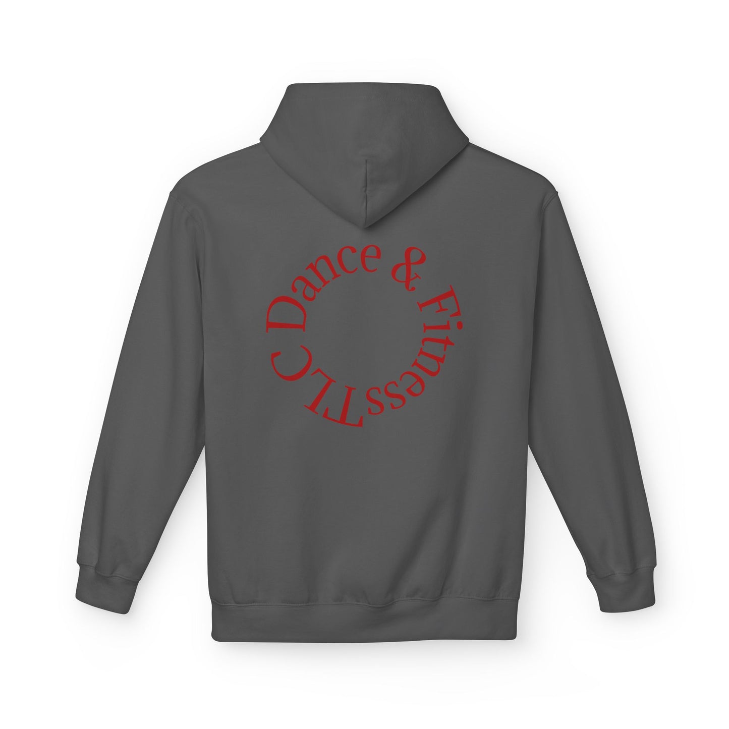 Dance & Fitness Studio Hoodie — Swirl Logo Chest + Circular Back Print