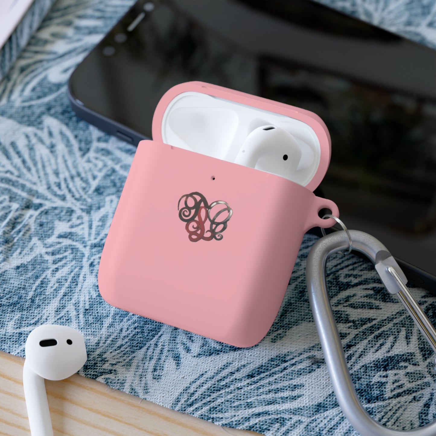 Monogram Heart AirPods Case Cover — Elegant Swirl Initials Design