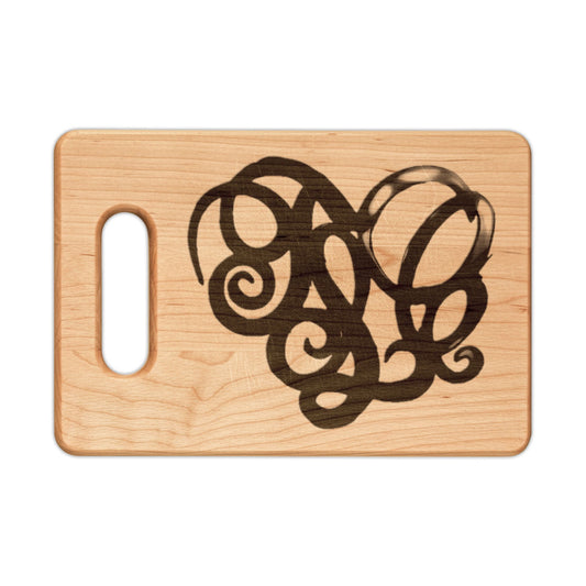 Engraved Monogram Heart Wooden Cutting Board