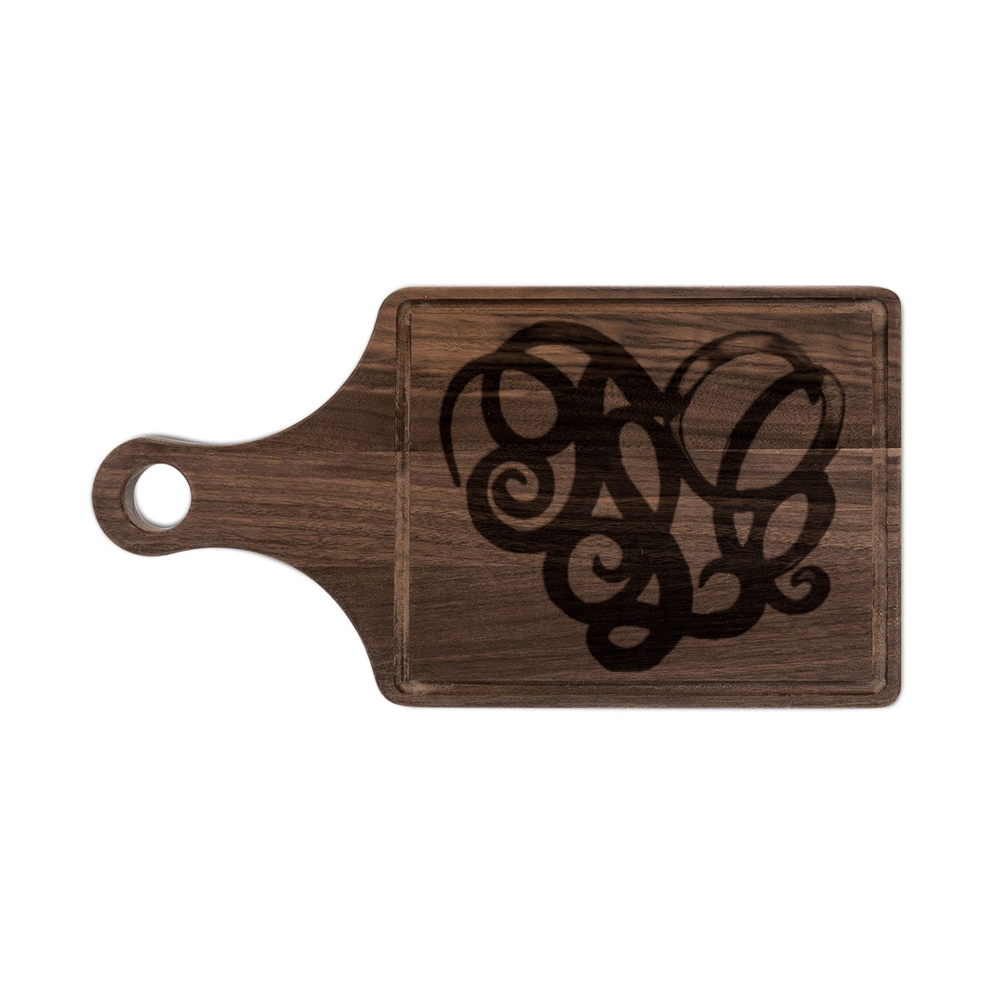 Engraved Monogram Heart Wooden Cutting Board