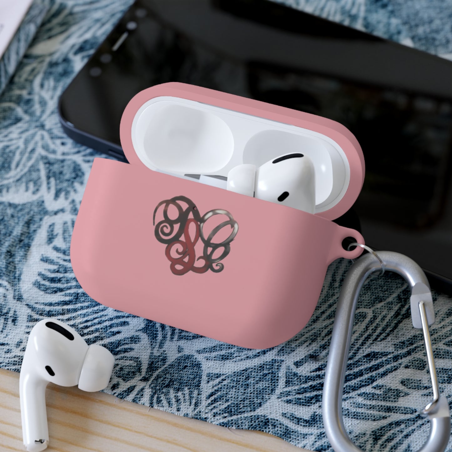 Monogram Heart AirPods Case Cover — Elegant Swirl Initials Design