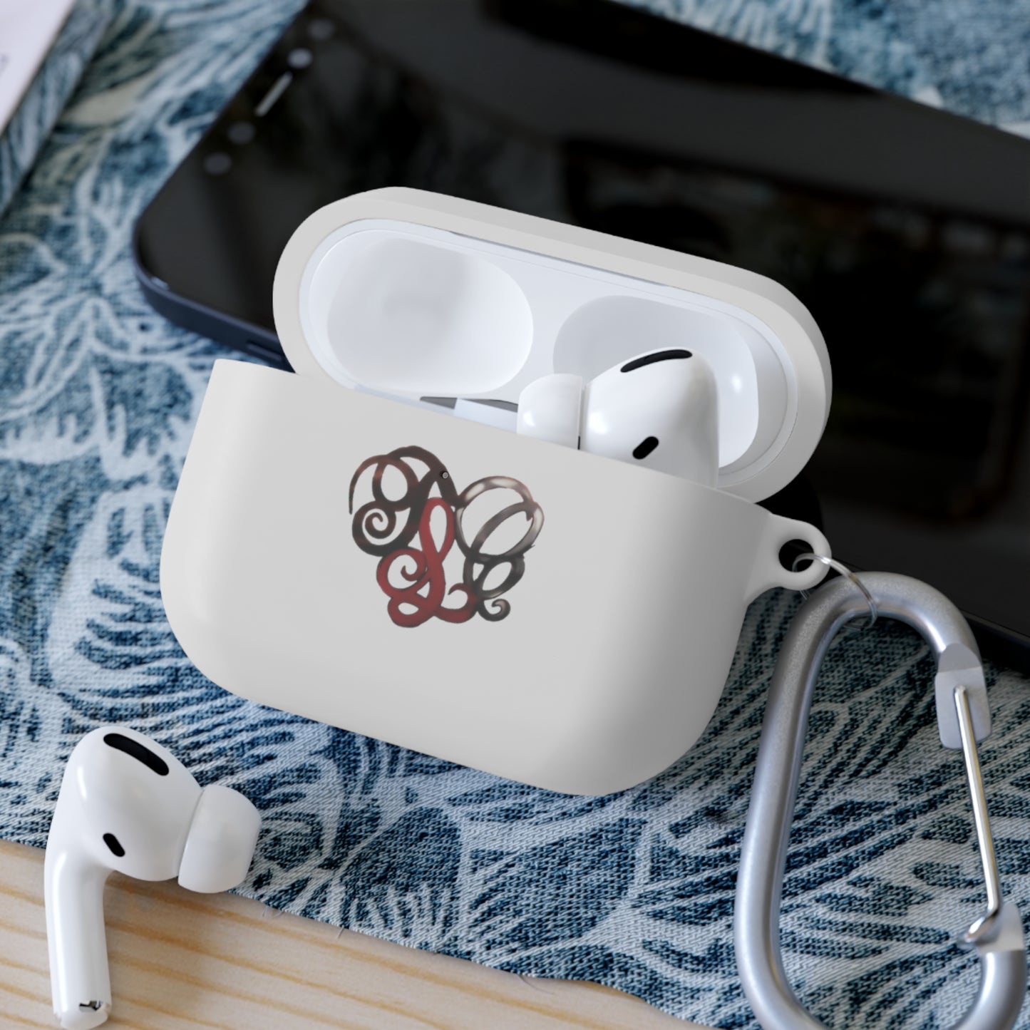 Monogram Heart AirPods Case Cover — Elegant Swirl Initials Design